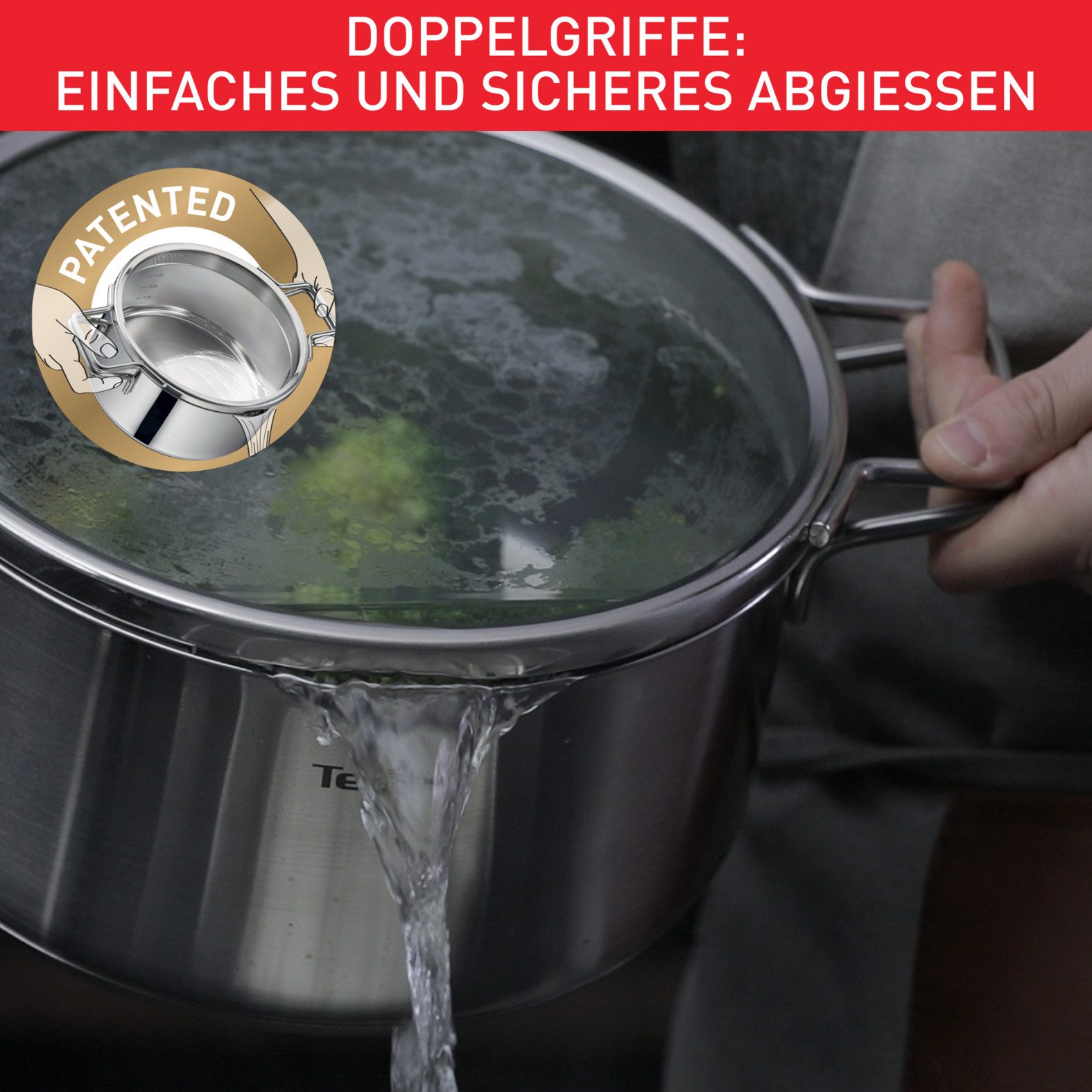 Tefal Topf-Set Jamie Oliver Ingenio G6, Topfset Induktion mit Pfannen, Edelstahl (Set, 6-tlg., Bratpfanne 28 cm, Kasserollen 16/20 cm, Schmorpfanne 24 cm, 3 Dec – Bild 4 von 5