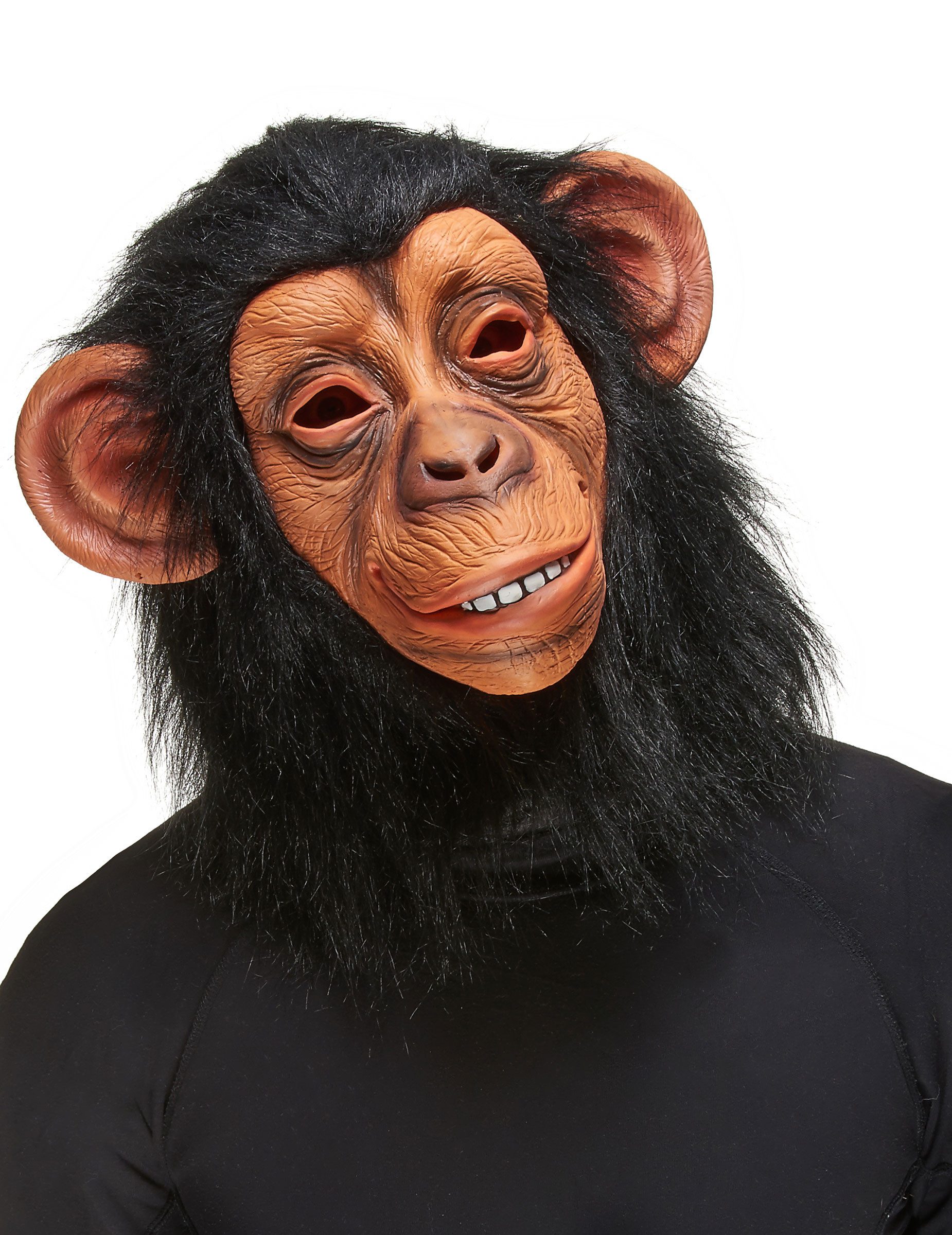 JADEO Kostüm Affe Maske Schimpanse beige-schwarz
