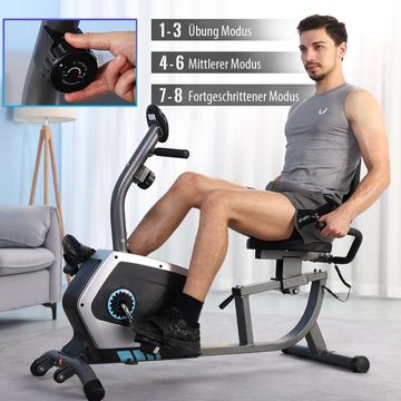 ISE Sitz-Heimtrainer ISE Heimtrainer mit Magnetbremssystem, Fitnessbike,Speedbike, Transporträdern, Pulssensoren und LCD-Display, 8 einstellbare Widerstandsstufen SY-6801