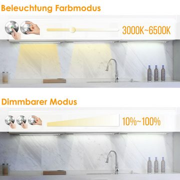 ENUOTEK LED Unterbauleuchte LED Unterbauleuchte Küche Schrankleuchte Dimmbar mit Dreh Schalter, Netzkabel, LED fest integriert, Warmweiß 3000K bis Kaltweiß 6500K, Beleuchtungsfarbe Einstellbar