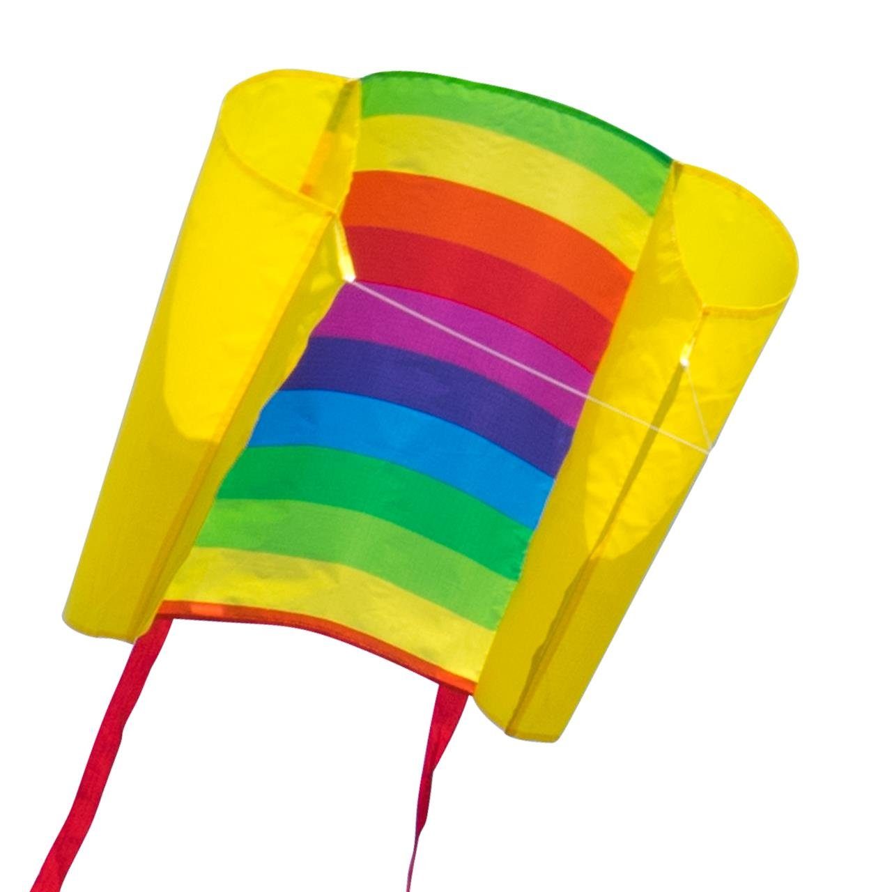 CiM Flug-Drache Beach Kite Rainbow - Einleiner, (Set, 2-tlg), Praktische kleine Tasche mit Reißverschluss