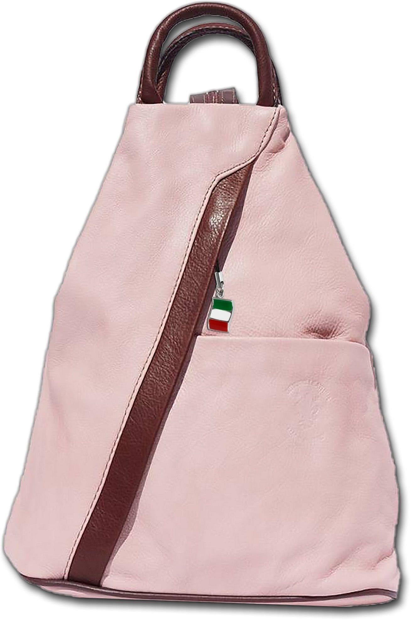 FLORENCE Cityrucksack Florence Damen Tasche Echtleder rosa (Schultertasche, Schultertasche), Damen Rucksack Echtleder rosa, braun, Made-In Italy