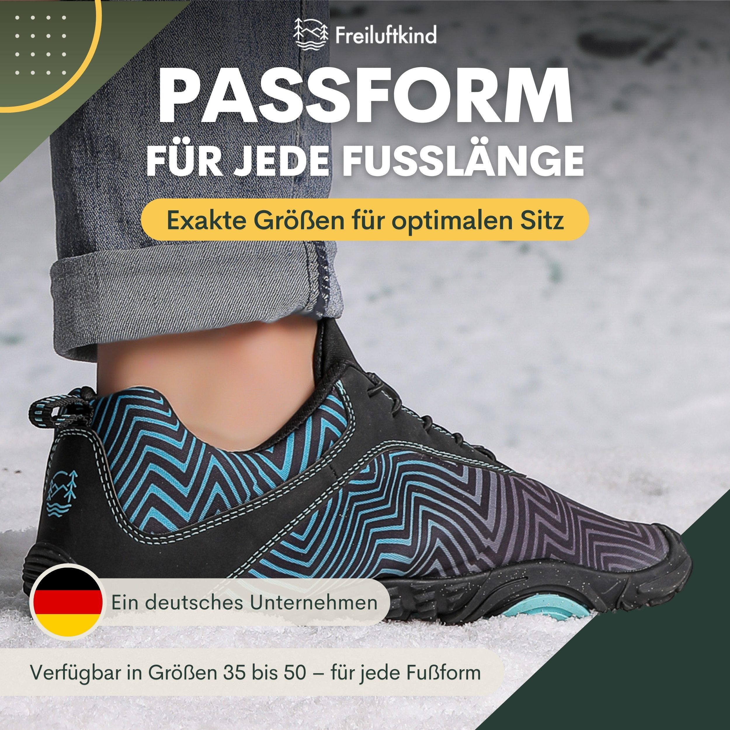 Freiluftkind Das Original – Overland Wasserabweisende & gefütterte Barfußschuhe Sneaker Schnürsenkel