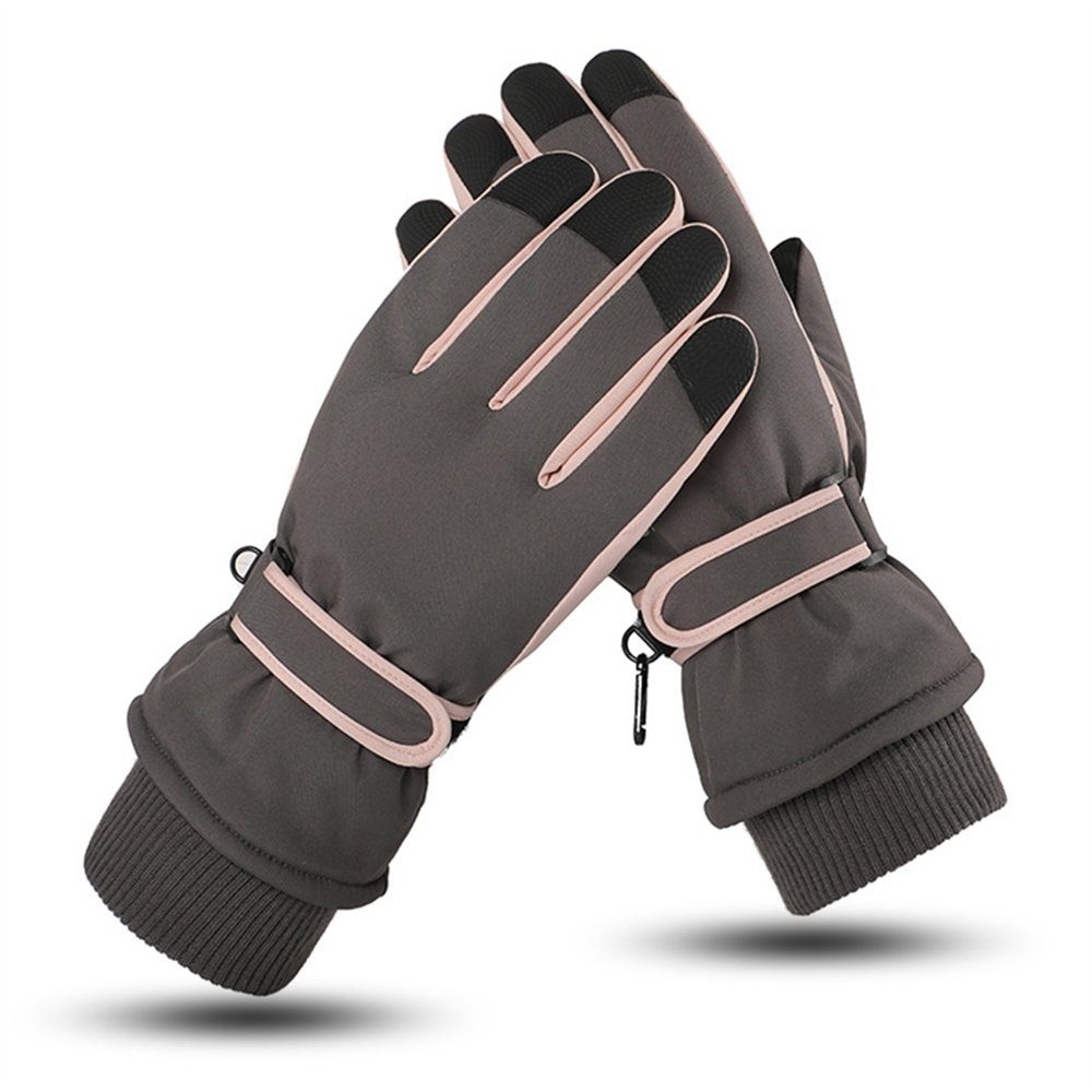 Rouemi Skihandschuhe Damen-Skihandschuhe, warme wasserdichte Outdoor-Sporthandschuhe Grau | Handschuhe