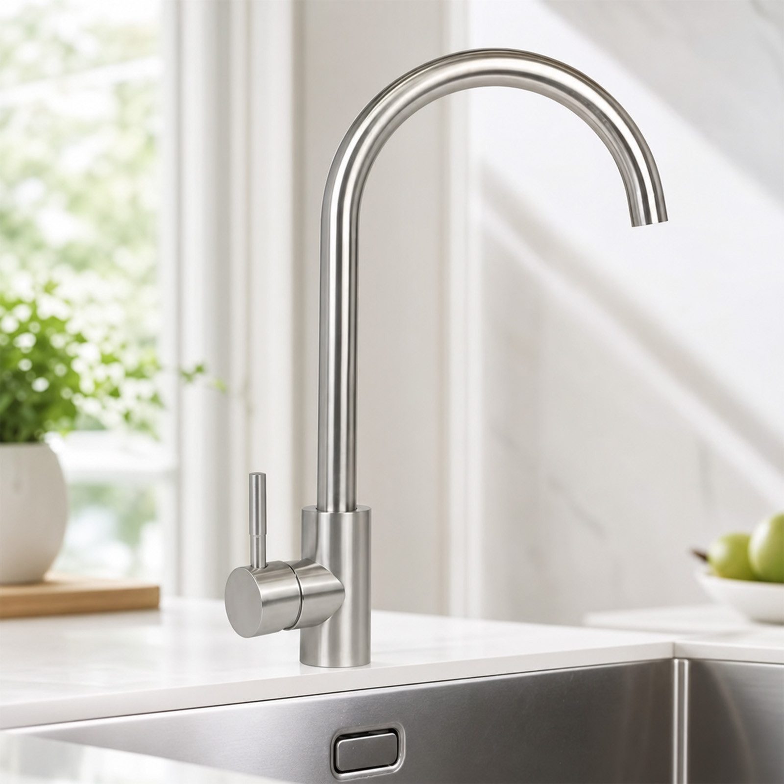 Ledklang Küchenarmatur Hochdruck Edelstahl Spültischarmatur 360° schwenkbar Schwarz/silber (1-St., Mischbatterie) für Einhebelmischer Mischbatterie Wasserhahn Küche