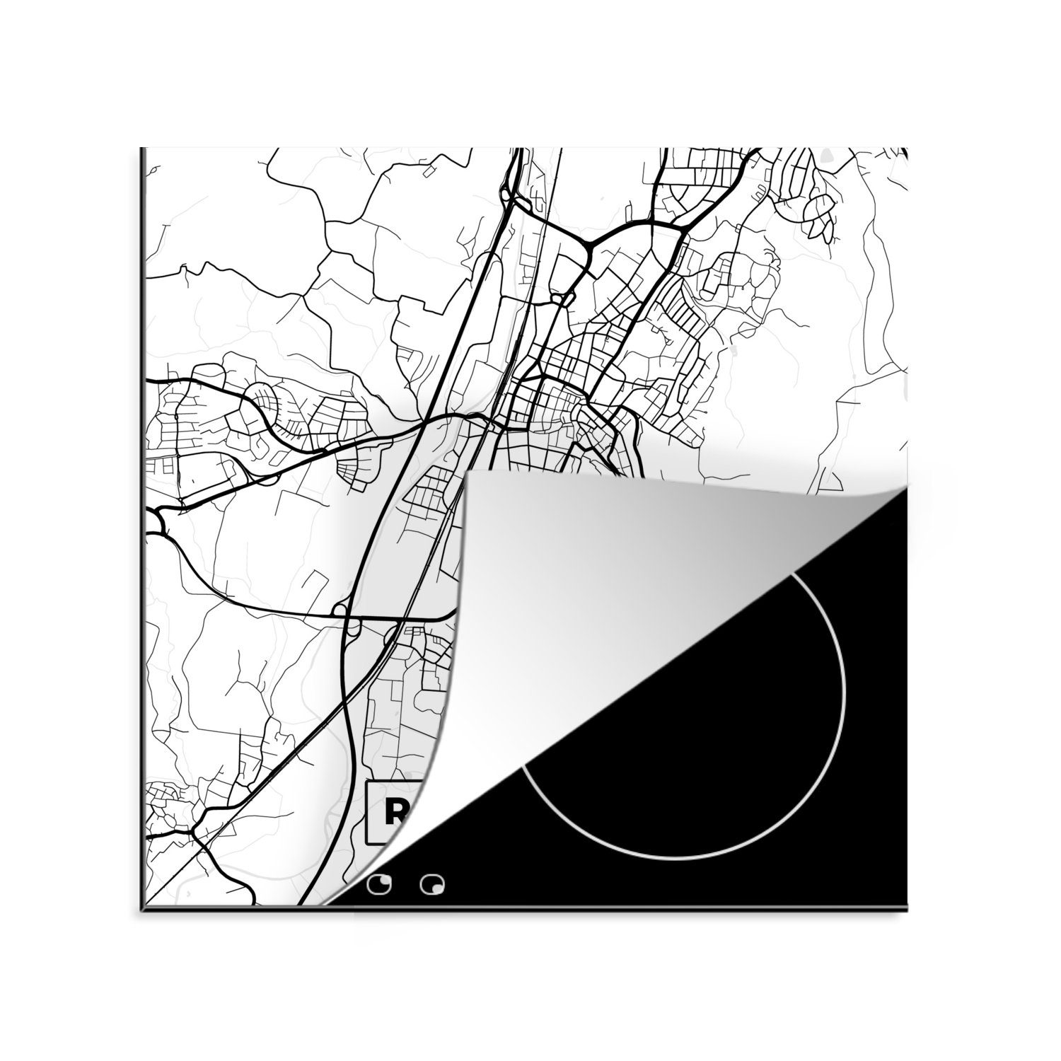 MuchoWow Herdblende-/Abdeckplatte Ravensburg - Karte - Stadtplan, Vinyl, (1 tlg), 78x78 cm, Ceranfeldabdeckung, Arbeitsplatte für küche