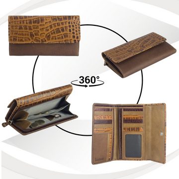 Sunsa Geldbörse Leder Geldbörse Damen Geldbeutel Portemonnaie aus Lederreste, echt Leder, aus recycelten Lederresten, mit RFID-Schutz, Unisex