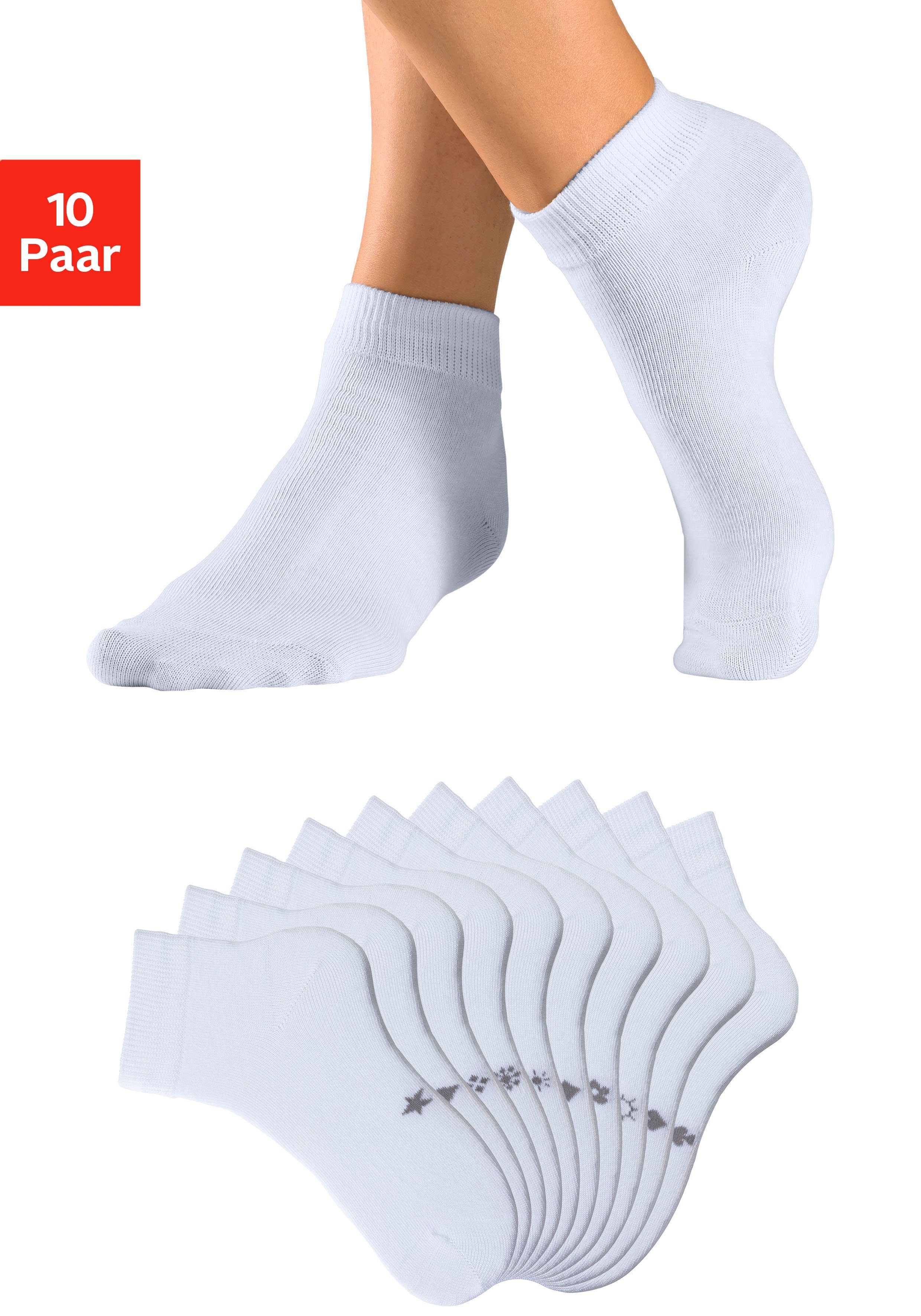 H.I.S Kurzsocken (Packung, 10-Paar) mit eingestrickten Symbolen 10x weiß