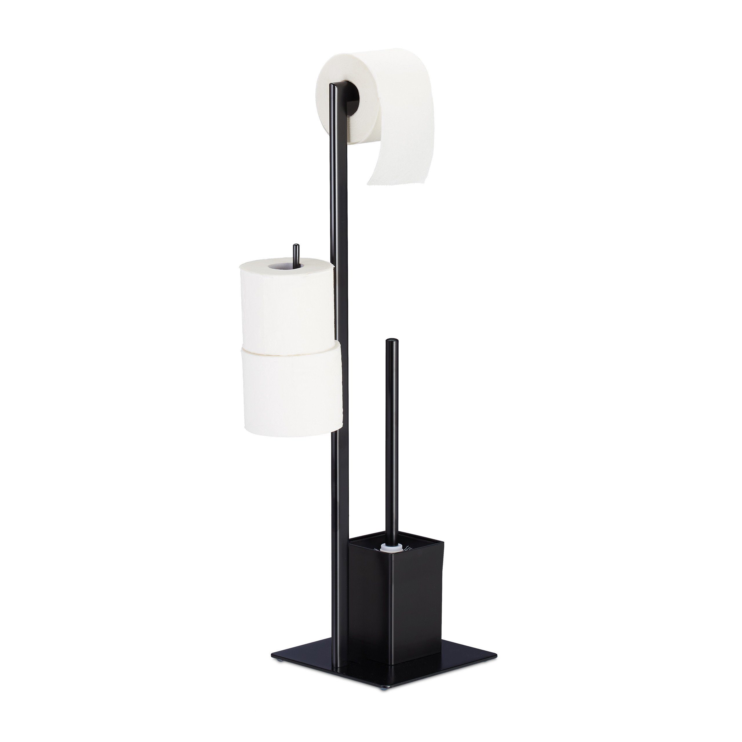 relaxdays Badezimmer-Set WC Garnitur in Schwarz günstig online kaufen