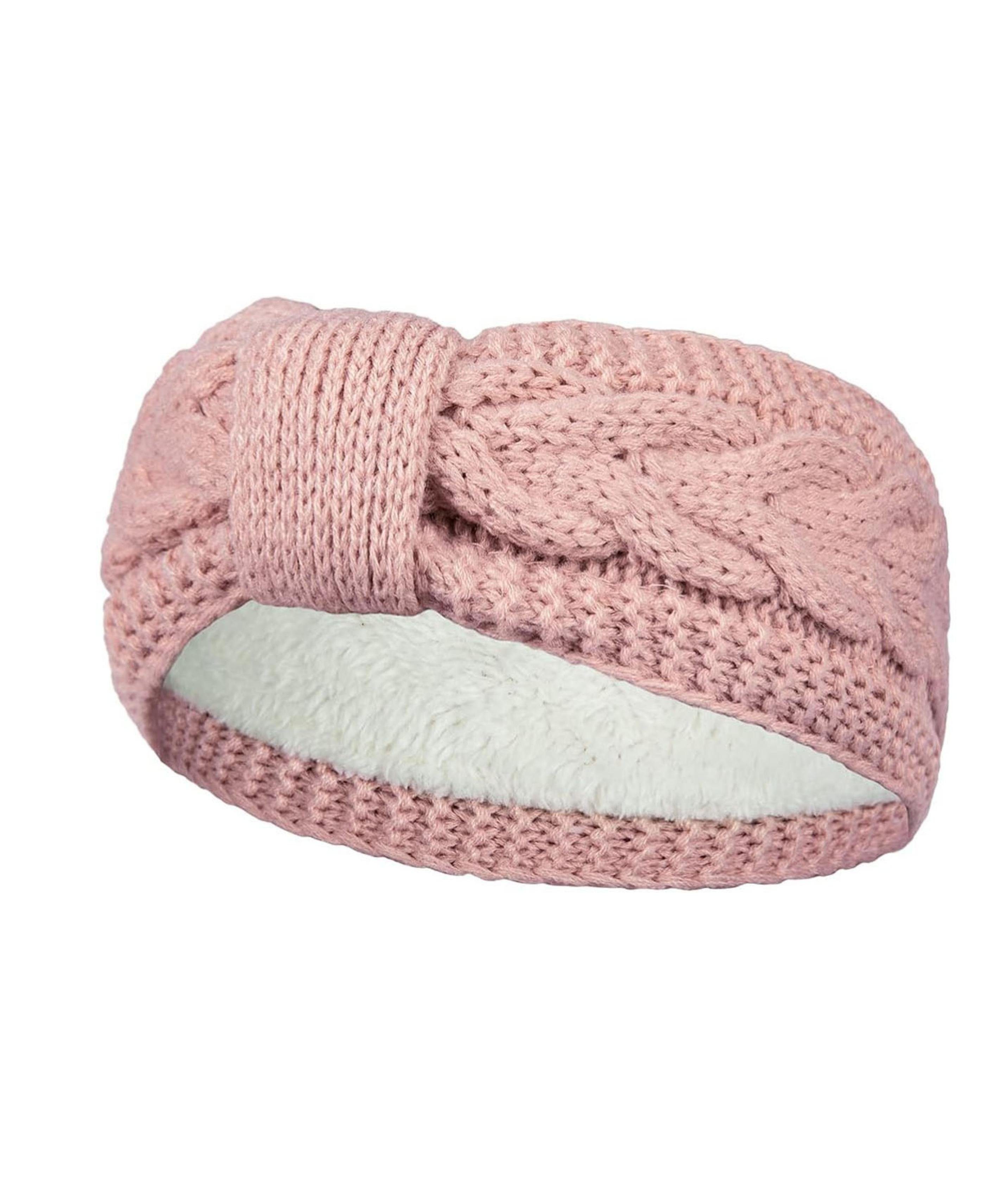 Coonoor Stirnband Damen gestricktes Haarband mit Schleife und Zopfmuster (1-St) Ohrenwärmer gefüttert mit weichem Fleece Innenfutter