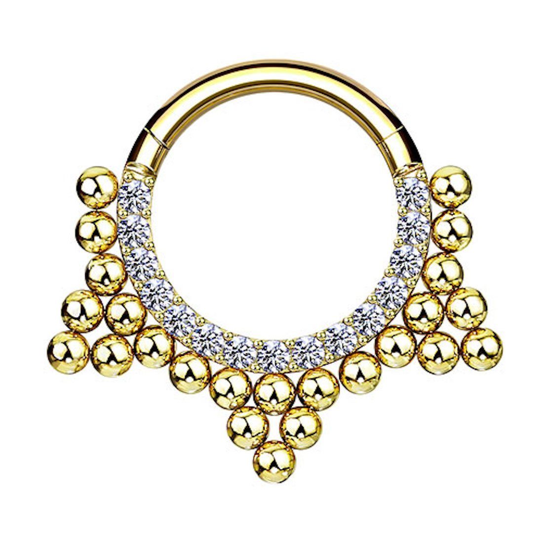 Nasenpiercing Septum Piercing Ring Segmentring Clicker Scharnier Reben mit Kristall