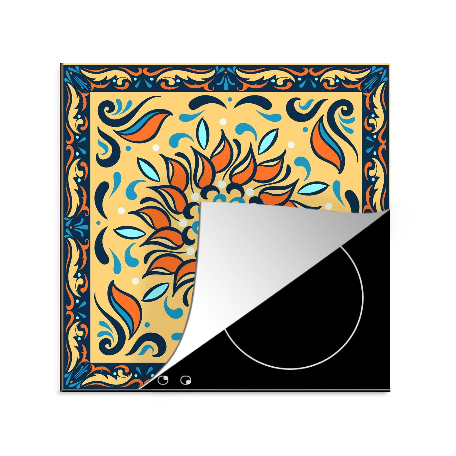 Sonnenblumen tlg), 78x78 Herdblende-/Abdeckplatte cm, Quadratisch, für Rahmen Arbeitsplatte MuchoWow - - küche Vinyl, (1 Ceranfeldabdeckung,