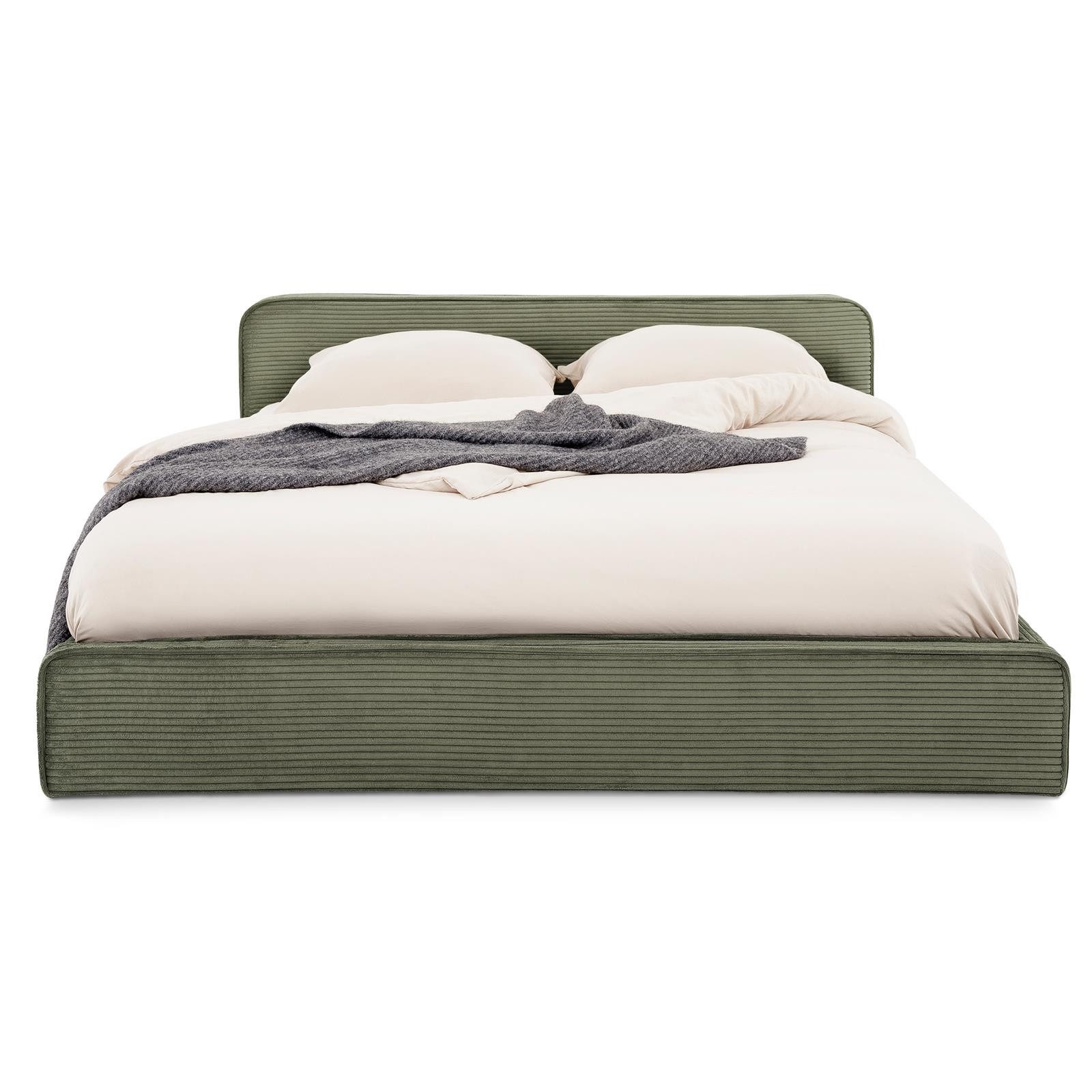 IDIMEX Polsterbett CURSIO, Doppelbett 140x200 cm mit Lattenrost in Cord-Optik Grün