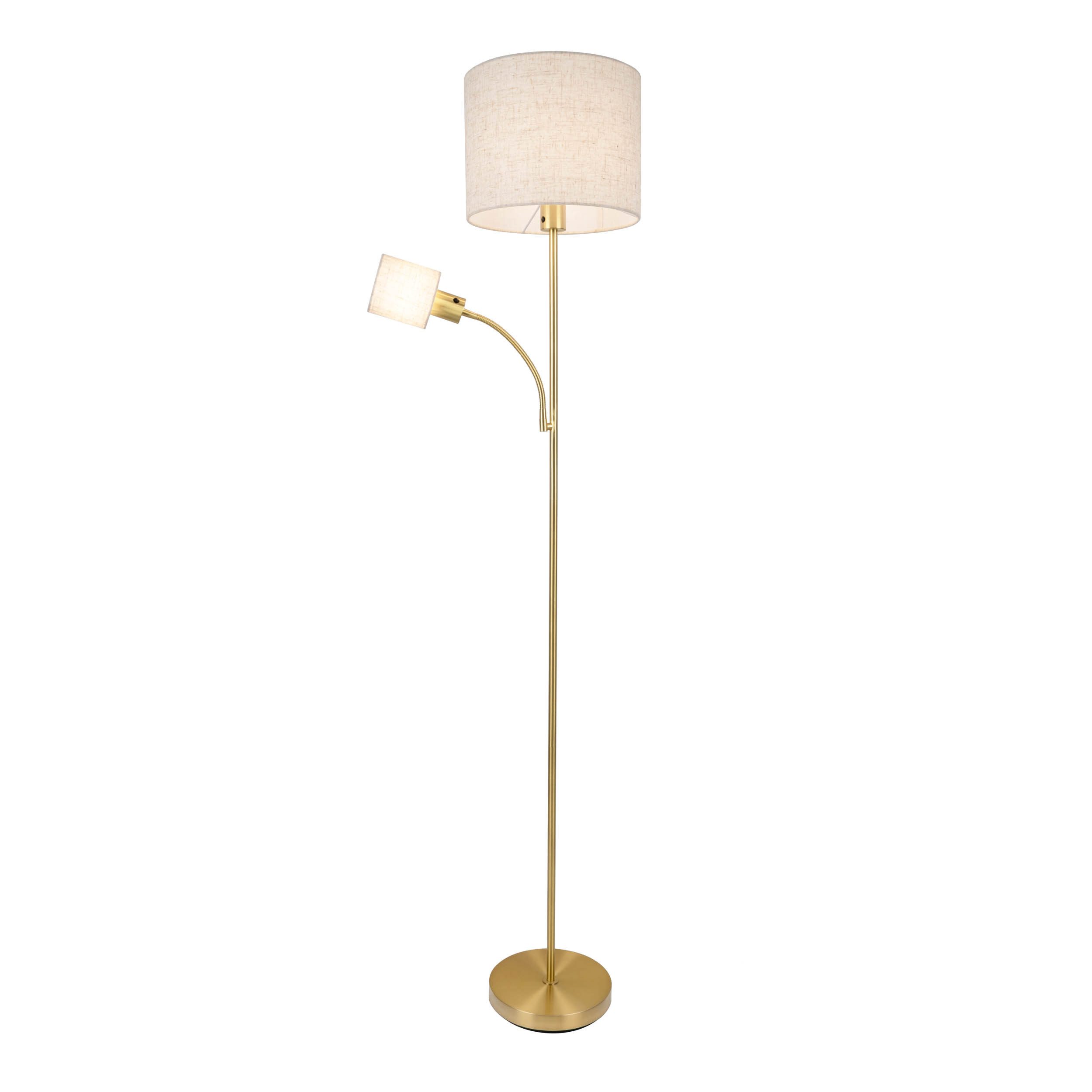 näve Stehlampe Filomena, Lesearm, ohne Leuchtmittel, Schirm braun, inkl. Lesearm, inkl. Druckschalter, H: 165cm