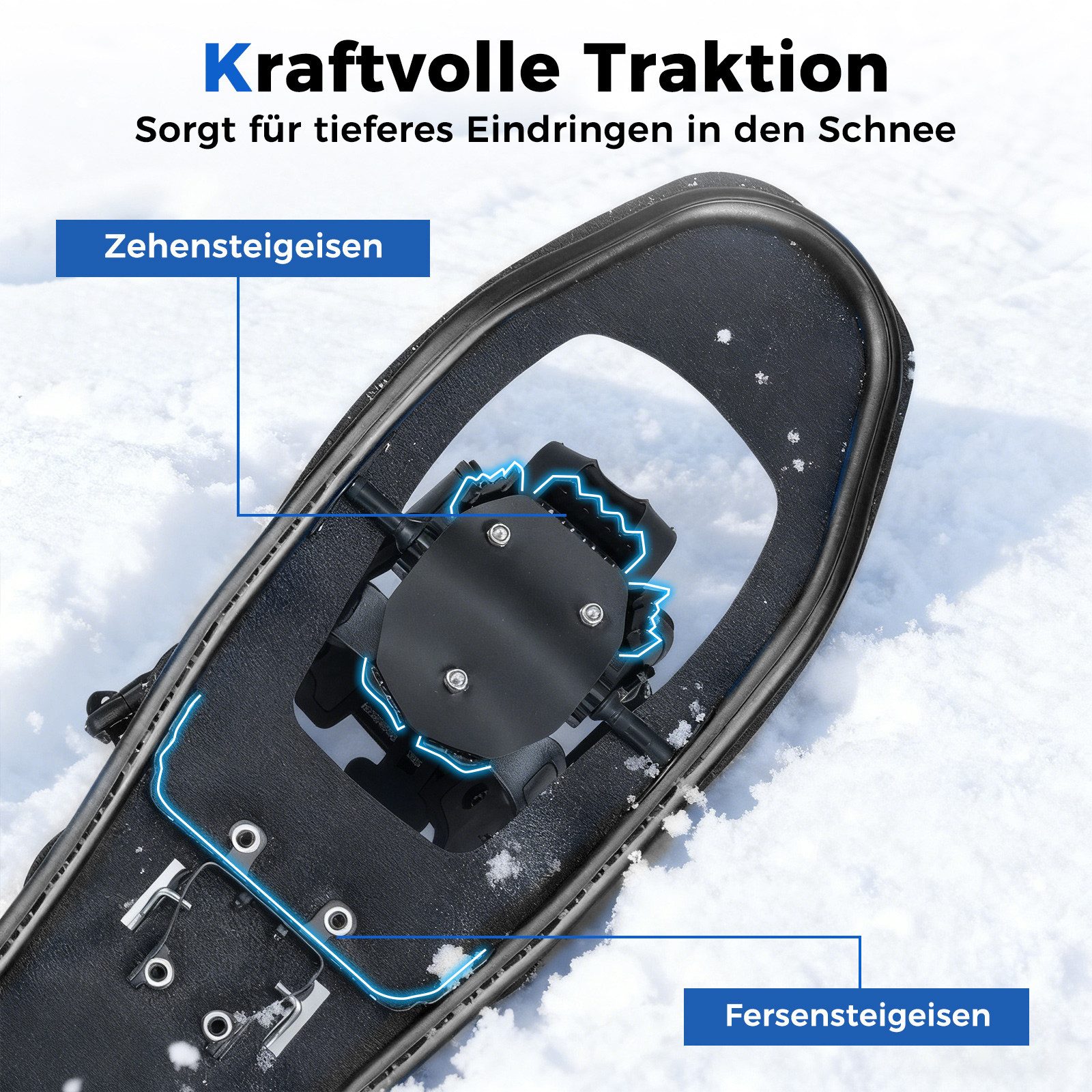 COSTWAY Schneeschuhe, mit Trekkingstöcken, Schuhgröße 35-45 bis 90kg