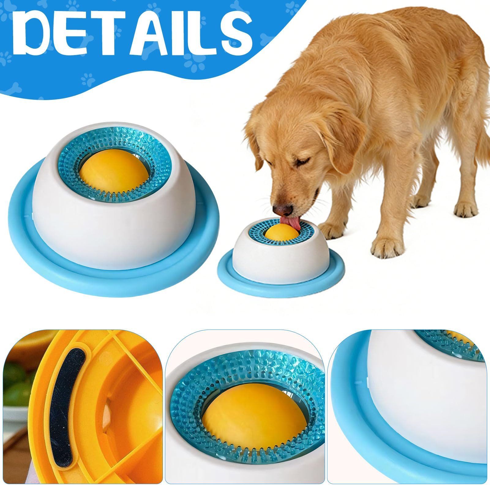 Ledander Futternapf Lick Bowl Für Hunde,Nassfutter Lick Pad Mit Antirutschmatte, PP, Futternapf mit Integrierter Drehkugel für Gelangweilte Welpen Katzen
