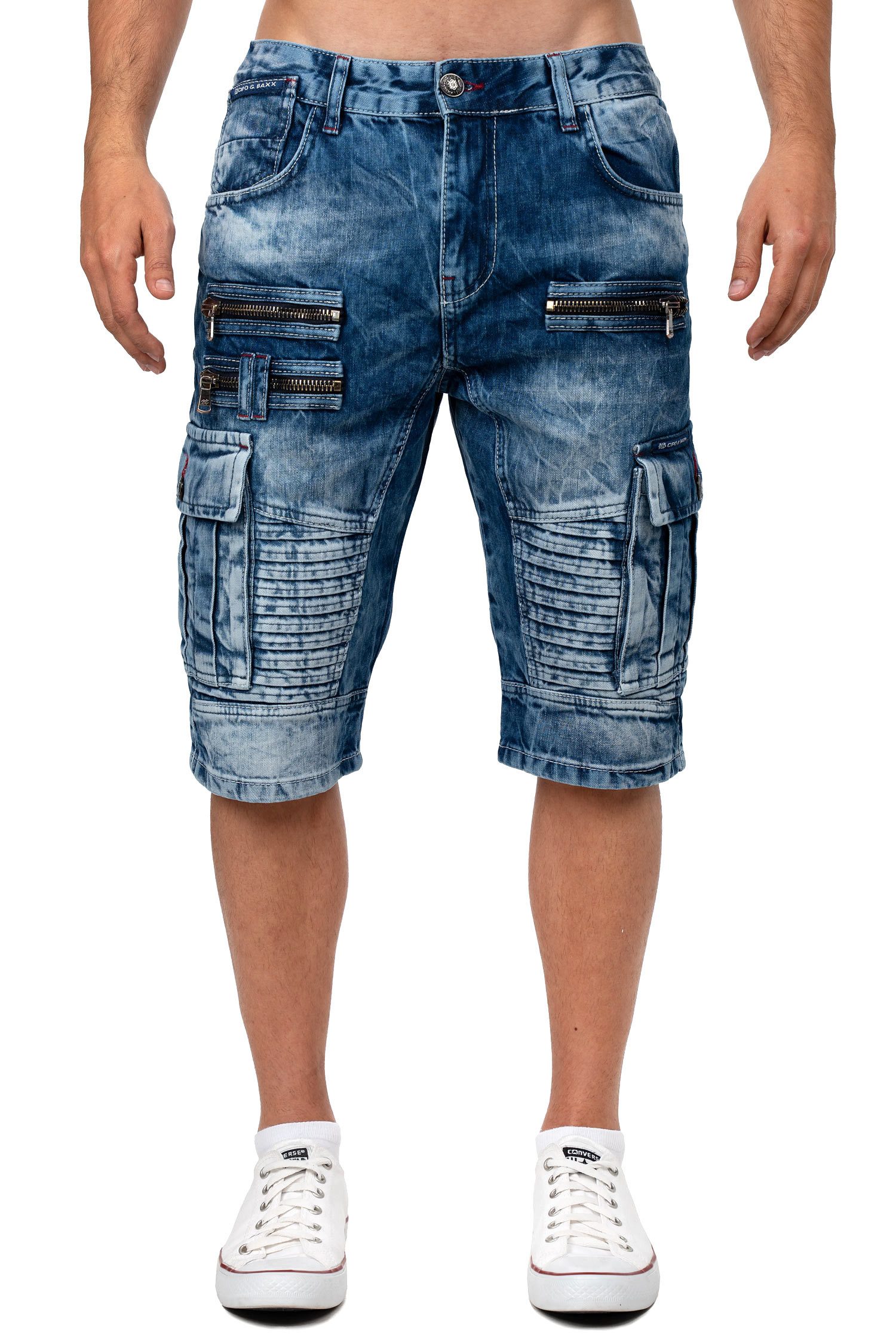 Cipo & Baxx Jeansshorts Herren Regular Fit Kurze Hose Stonewashed BA-CK295 günstig online kaufen