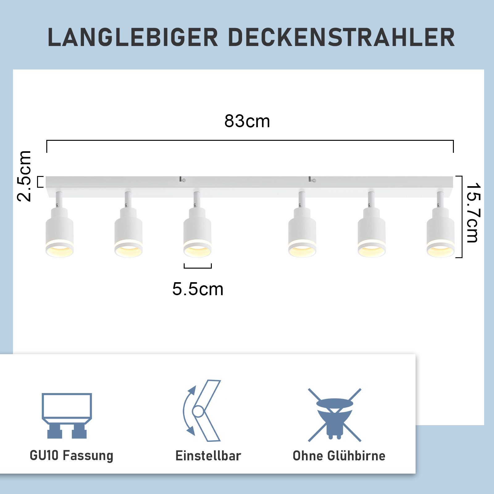 ZMH Deckenstrahler 6 Flammig Schwenkbar355° Deckenspots günstig online kaufen