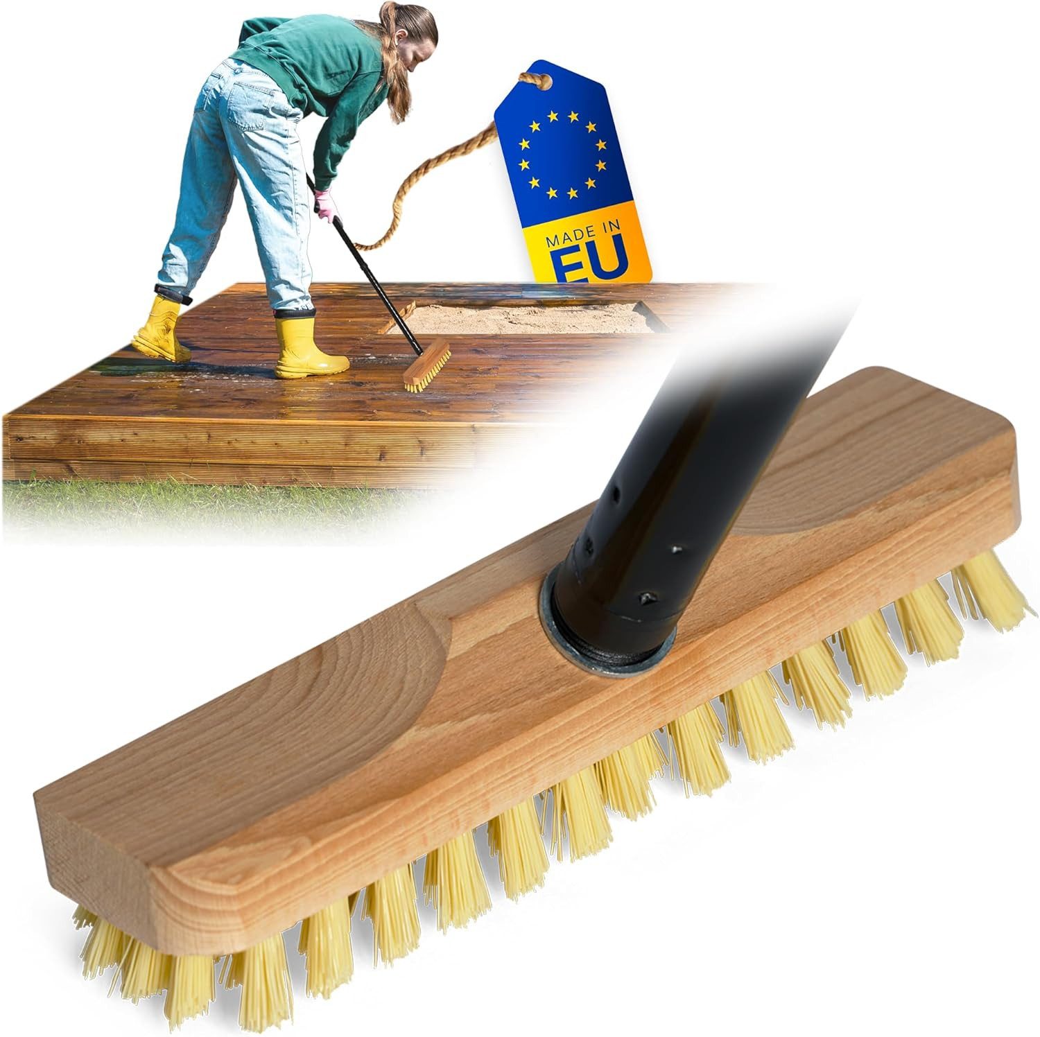 Novaliv Reinigungsbürste 20228-30654-1x, (1-tlg), Schrubber aus Holz mit Borsten Wischer mit Gewinde und Schraub- Stecks