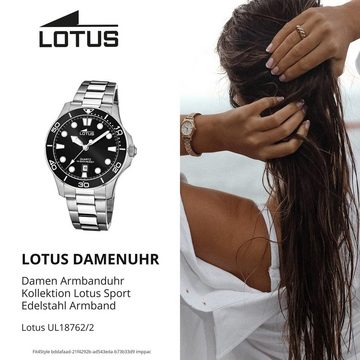 Lotus Quarzuhr Lotus Damen Armbanduhr Sport 18762/2, (Analoguhr), Damenuhr rund, mittel (ca. 39mm) Edelstahlarmband silber