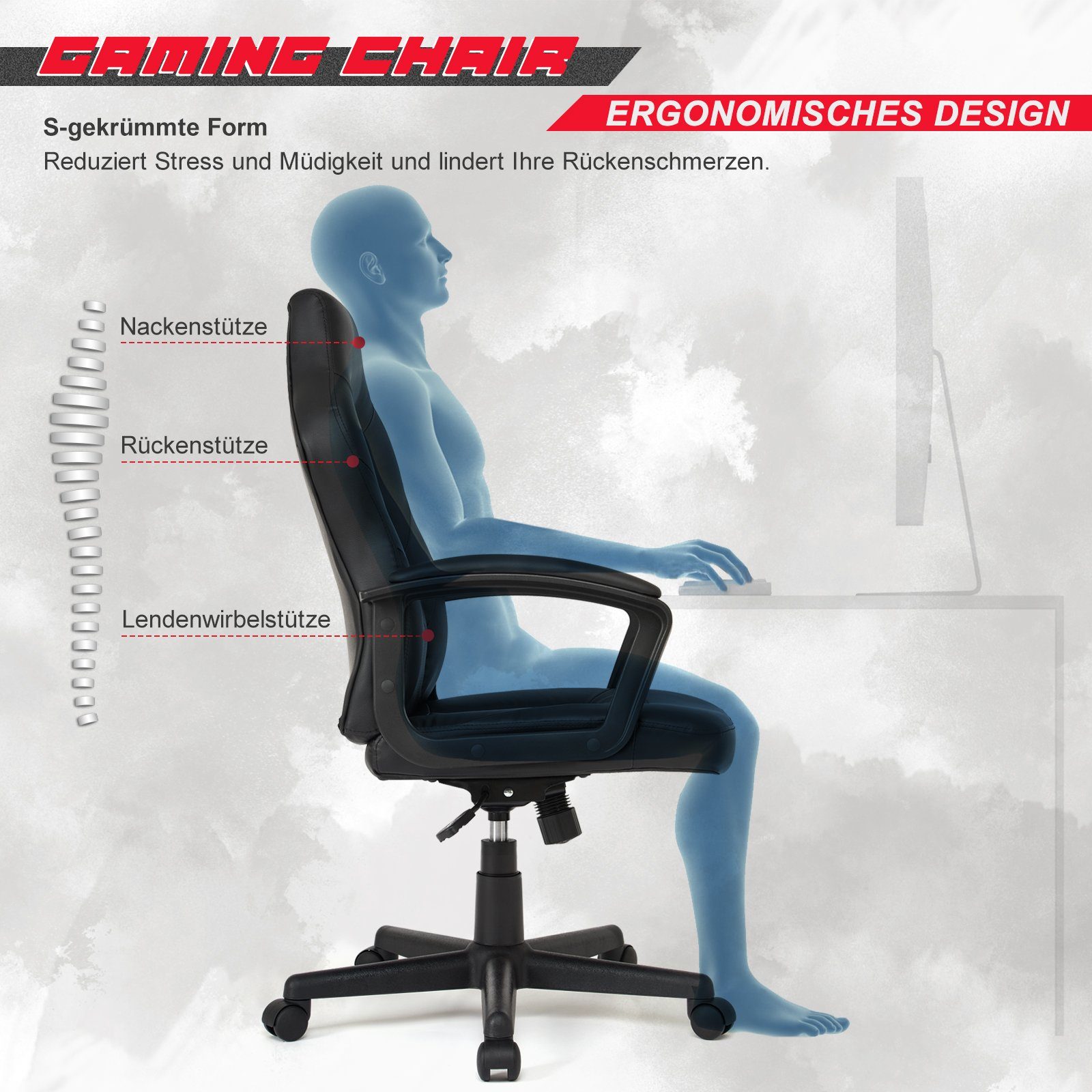 Intimate WM Heart Gaming Chair schwarz Home Office Bürostuhl,Computerstuhl
