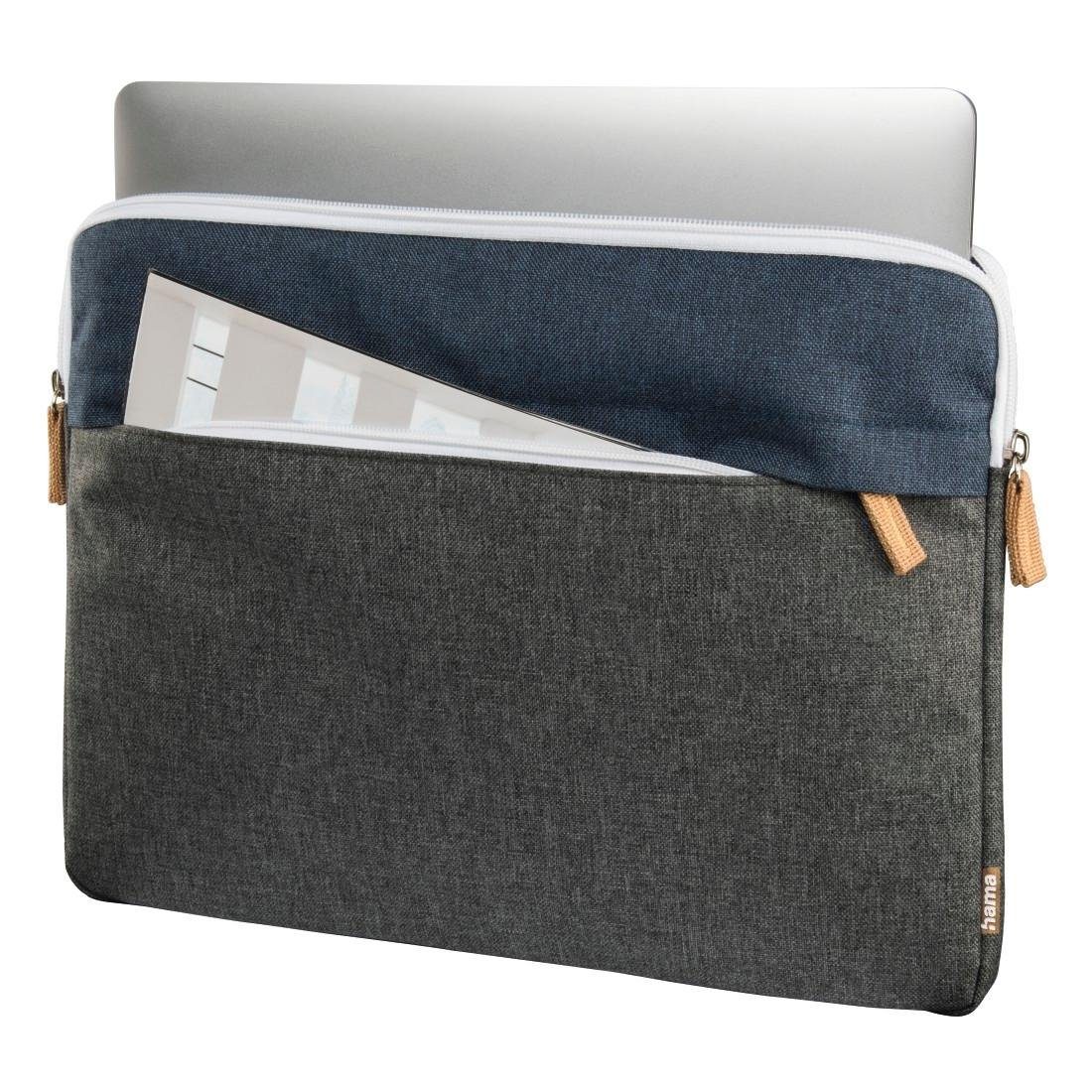 34 Tasche Marineblau/Dunkelgrau Laptoptasche Laptop-Sleeve bis 13,3" cm Florenz Hama