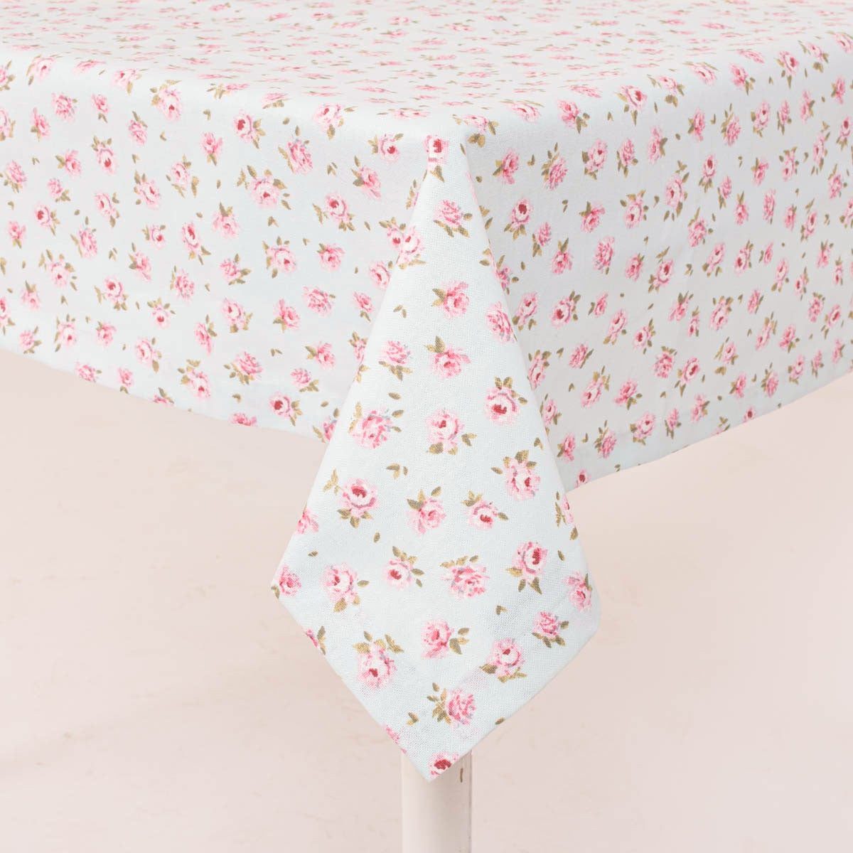 SCHÖNER LEBEN. Tischdecke Classic Little Rose hellblau rosa div. Größen, handmade