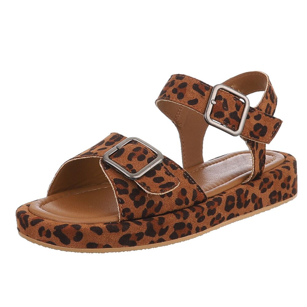 Ital-Design Bequeme Damen-Sandalen mit verstellbaren Riemen Riemchensandalette (89929898) Flach Riemchensandalen in Braun
