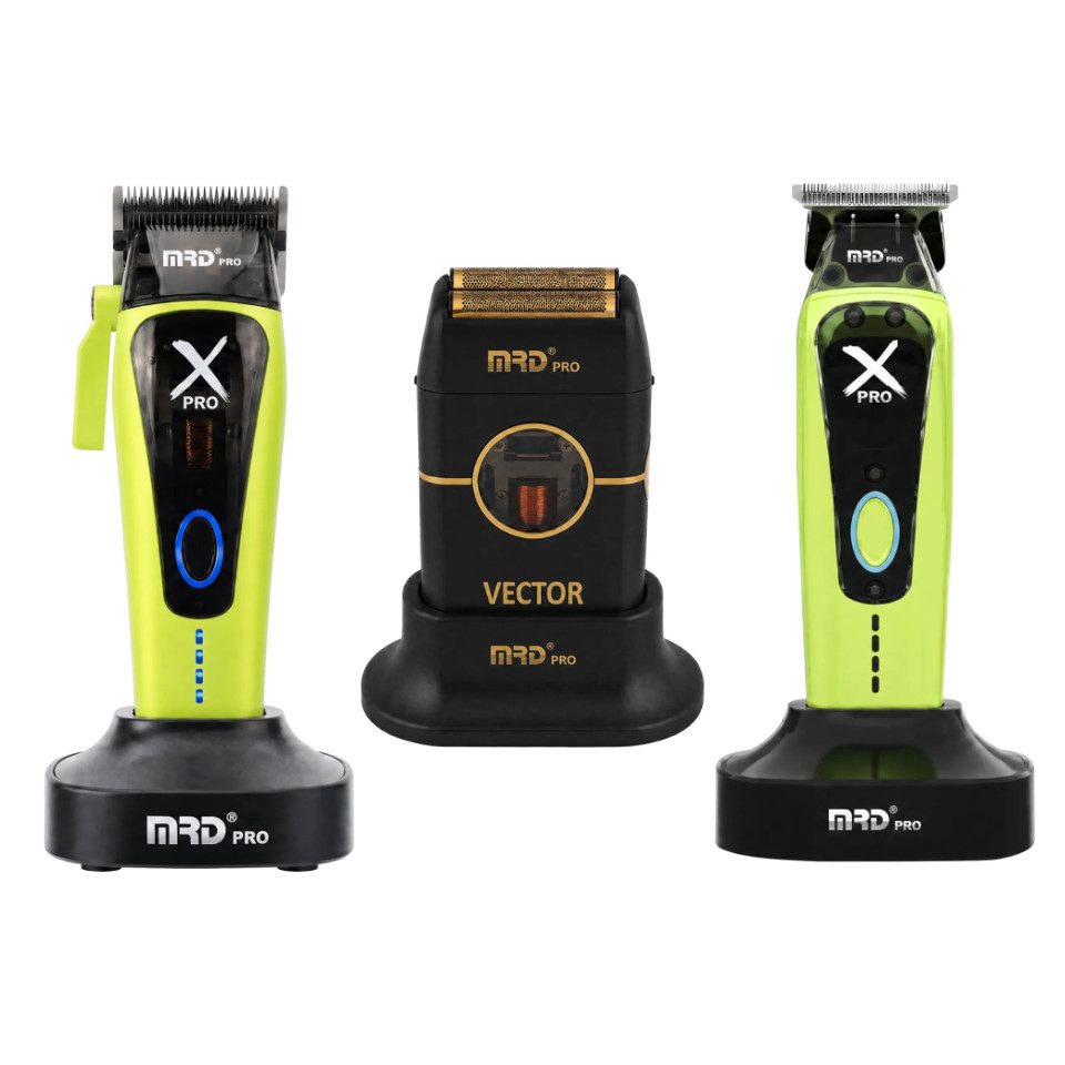 MRD PRO Haarschneider MRD 3er, 3-teilig: Haarschneider, Trimmer und Shaver inklusive Zubehör, Bürstenloser BLDC-/Vector-Motor