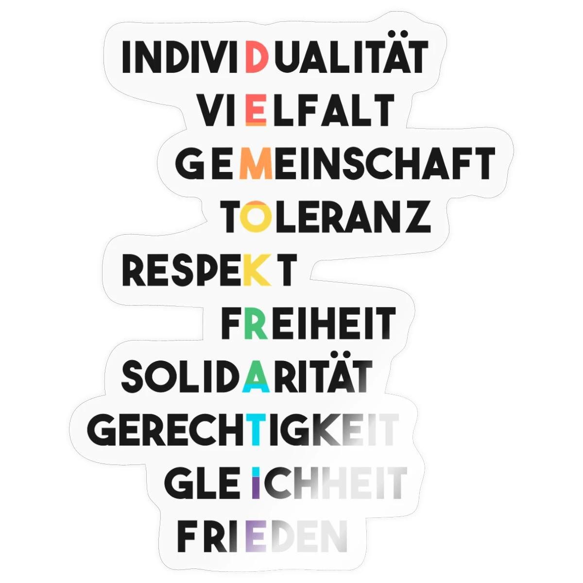 Aufkleber Demokratie Werte Der Vielfalt Sticker Aufkleber