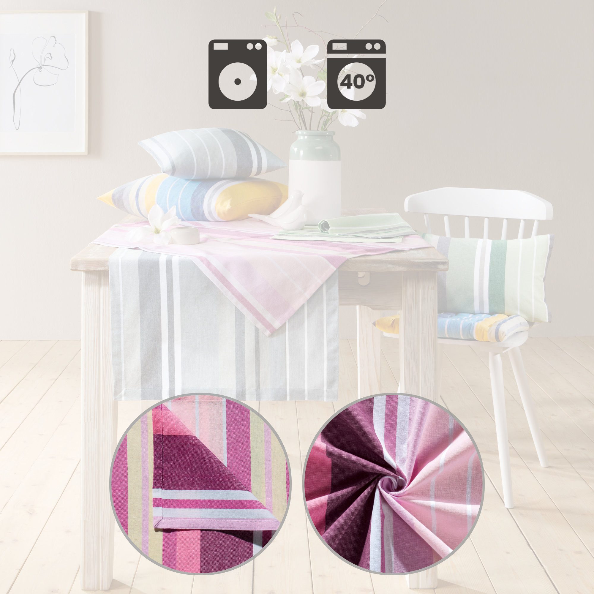 REDBEST Tischdecke Tischläufer, Baumwolle Streifen