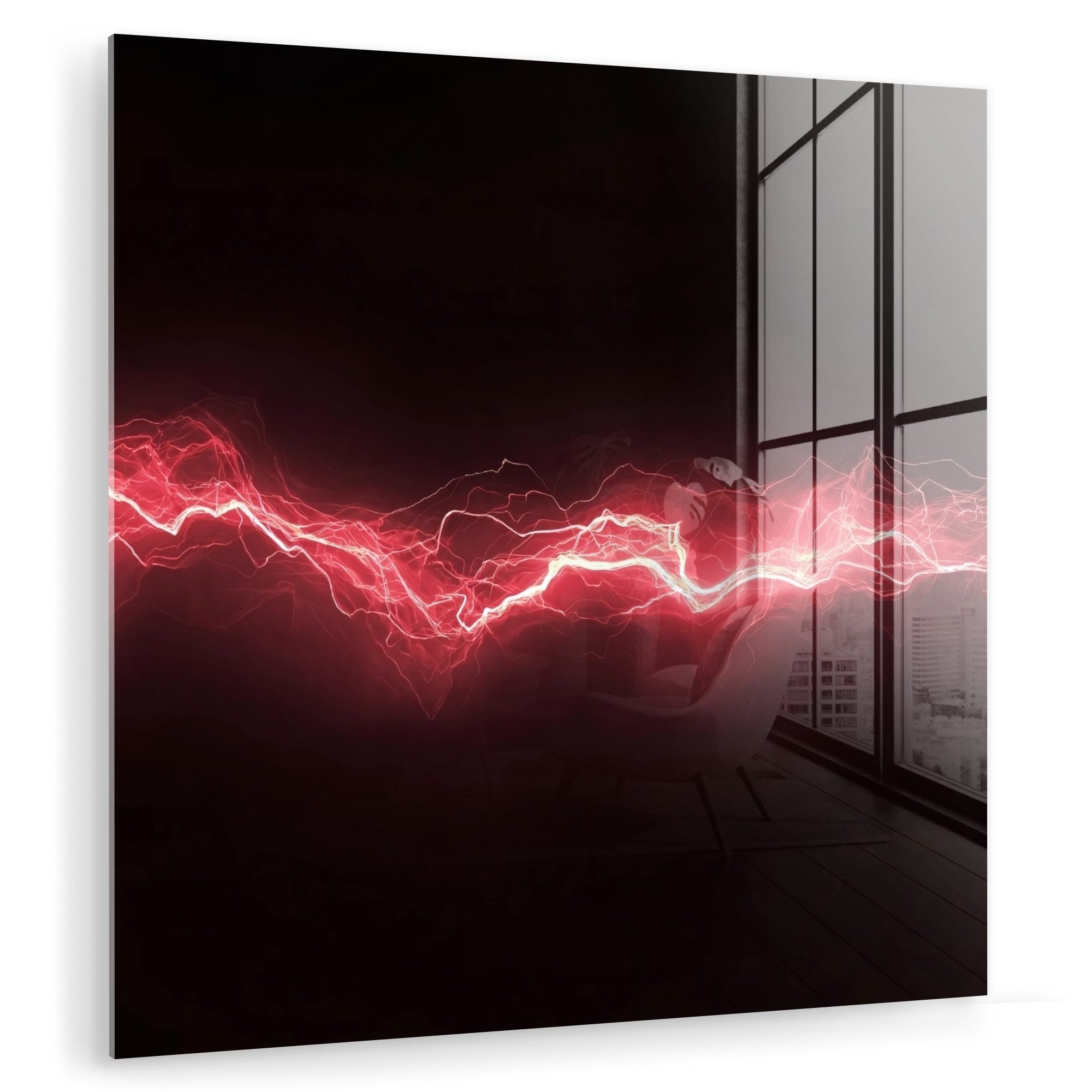Acrylglasbild Rot - Elektrizität - Energie - Leitung
