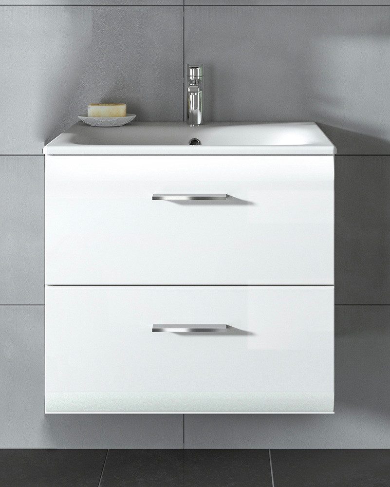 xonox.home Waschbeckenunterschrank Waschtisch Ice inkl. Waschbecken, mit Schubkästen (1-St) Badmöbel, Einzelltyp