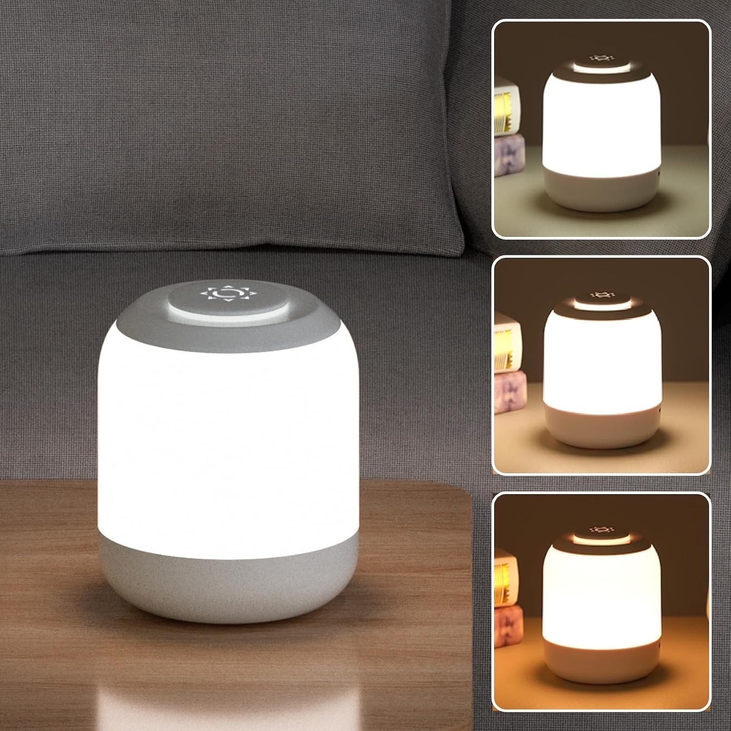 BOOD Nachttischlampe LED Nachttischlampe LED Nachtlicht, Dimmbar Atmosphäre Tischlampe, LED fest integriert, Weißes Licht, Neutrales Licht, Warmes Licht, USB-Aufladung,mit TouchSensor,ragbare Nachtlicht für Kinder/Erwachsene