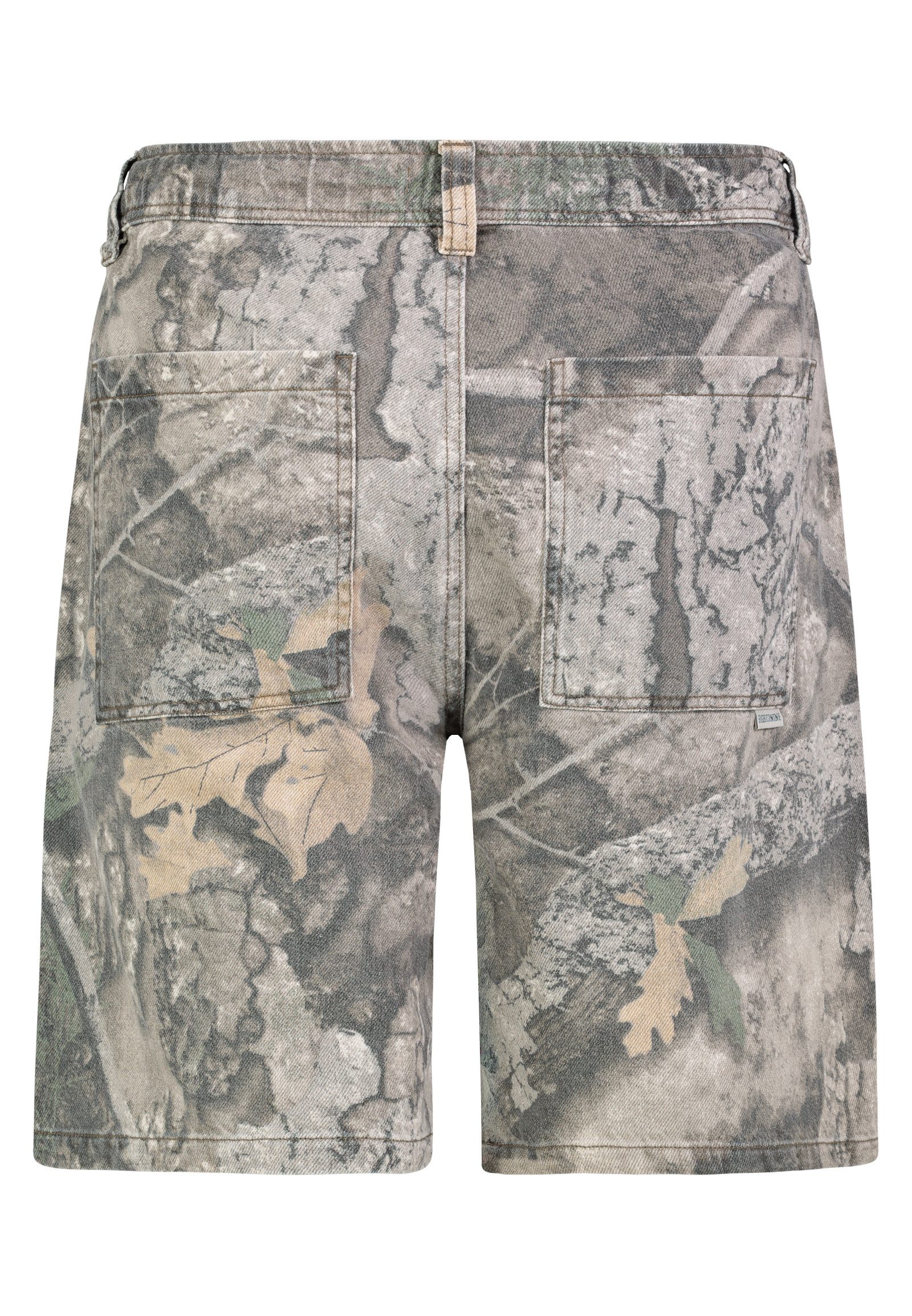 Eight2Nine Shorts Herren Baggy Shorts mit Marmor-Muster Baumwoll-Twill, Allover Muster