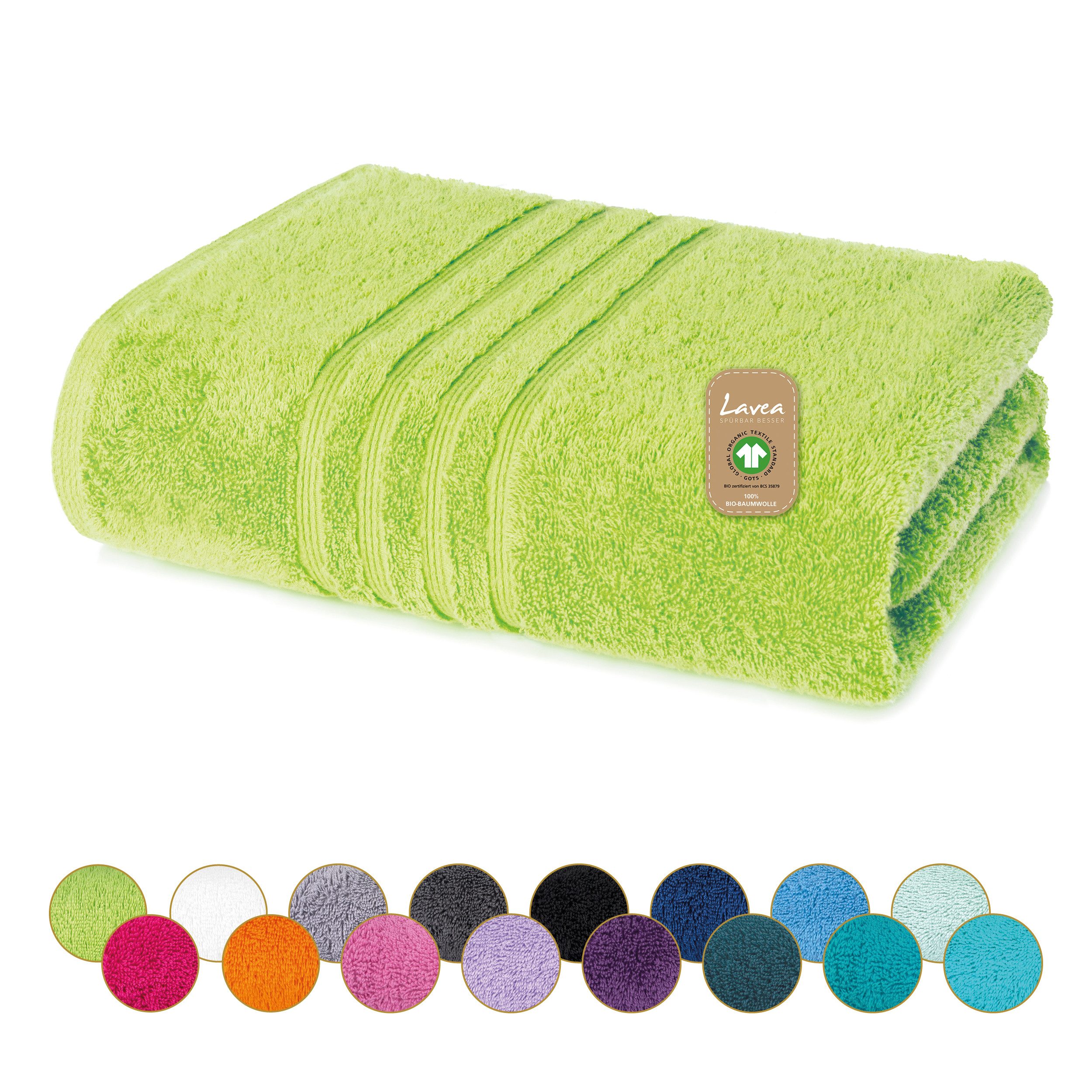 Lavea Badetuch Bali Duschtuch 100x150 cm Duschtuch 70x140 cm, Weiches Bio-Baumwollfrottee (1-St), Handtuch, GOTS-zertifiziert, extra saugstark mit 500g/m²