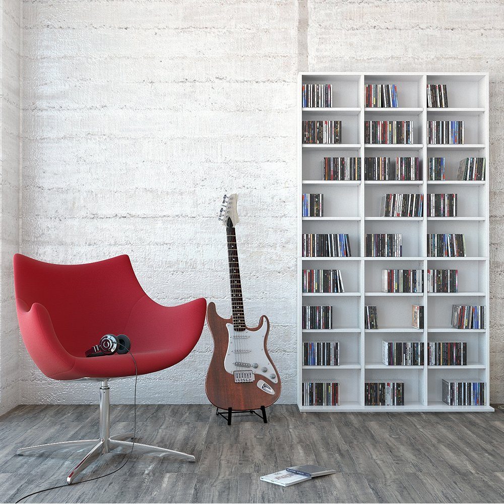 Vicco CD-Regal Jukebox, Weiß, 102 x 178 cm, 1-tlg.