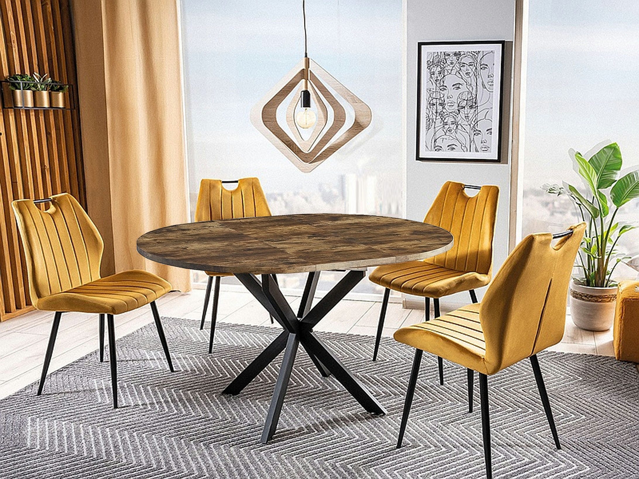 designimpex Esstisch Design Tisch rund GO-111 ausziehbar Esszimmer 100x100x75 cm