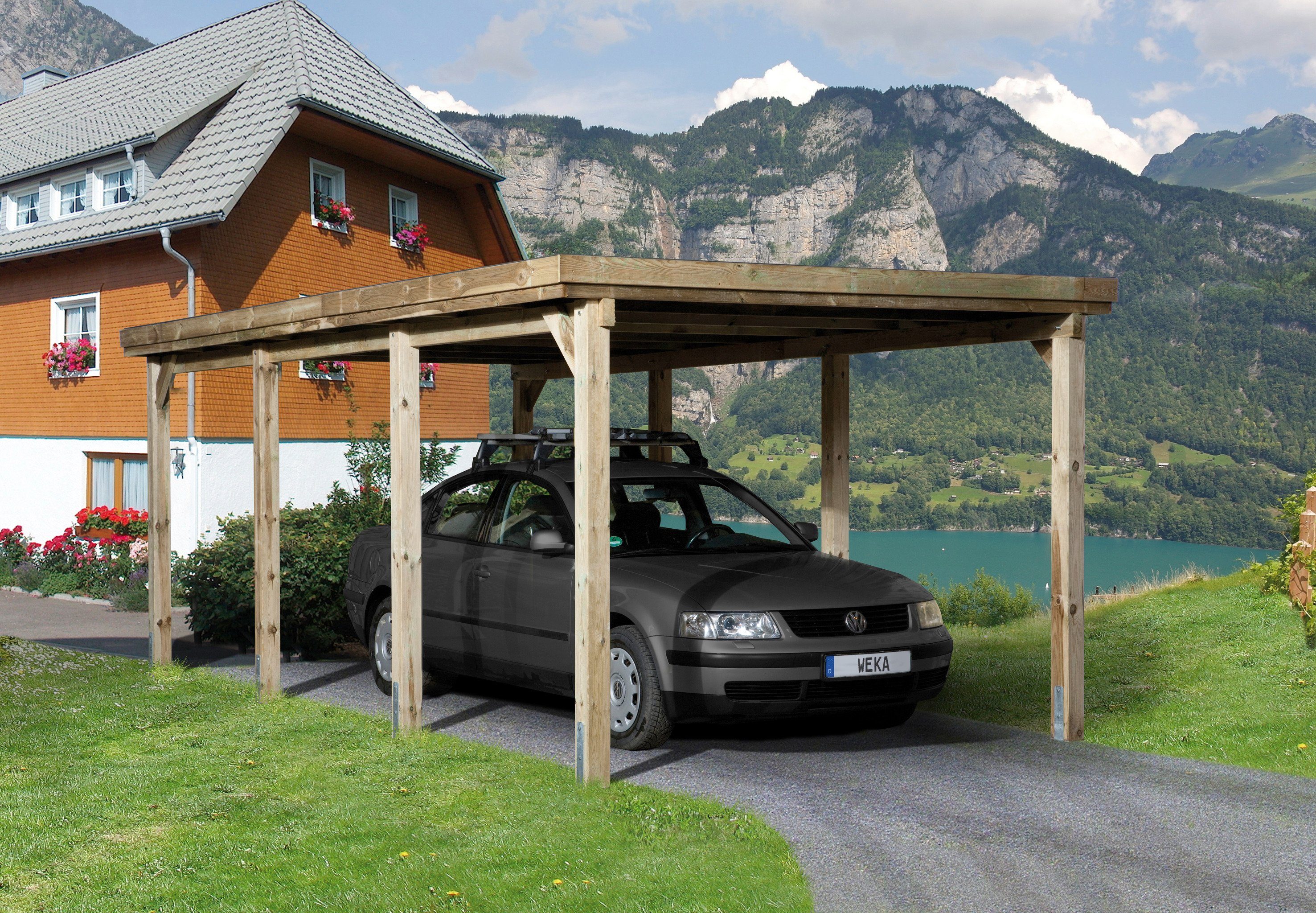 weka Einzelcarport Optima 2, BxT: 322x612 cm, 215 cm Einfahrtshöhe