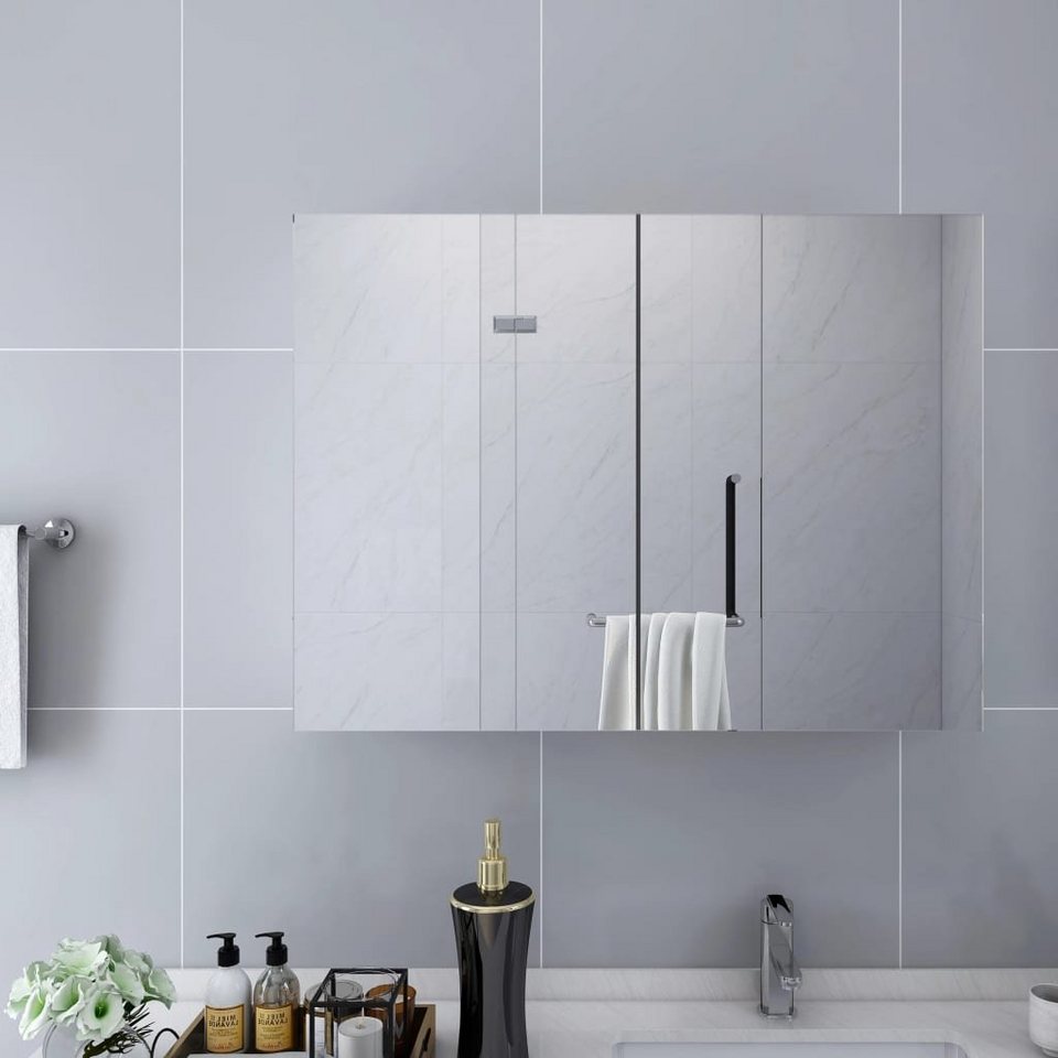 vidaXL Badezimmerspiegelschrank Bad-Spiegelschrank Weiß 80x15x60 cm MDF