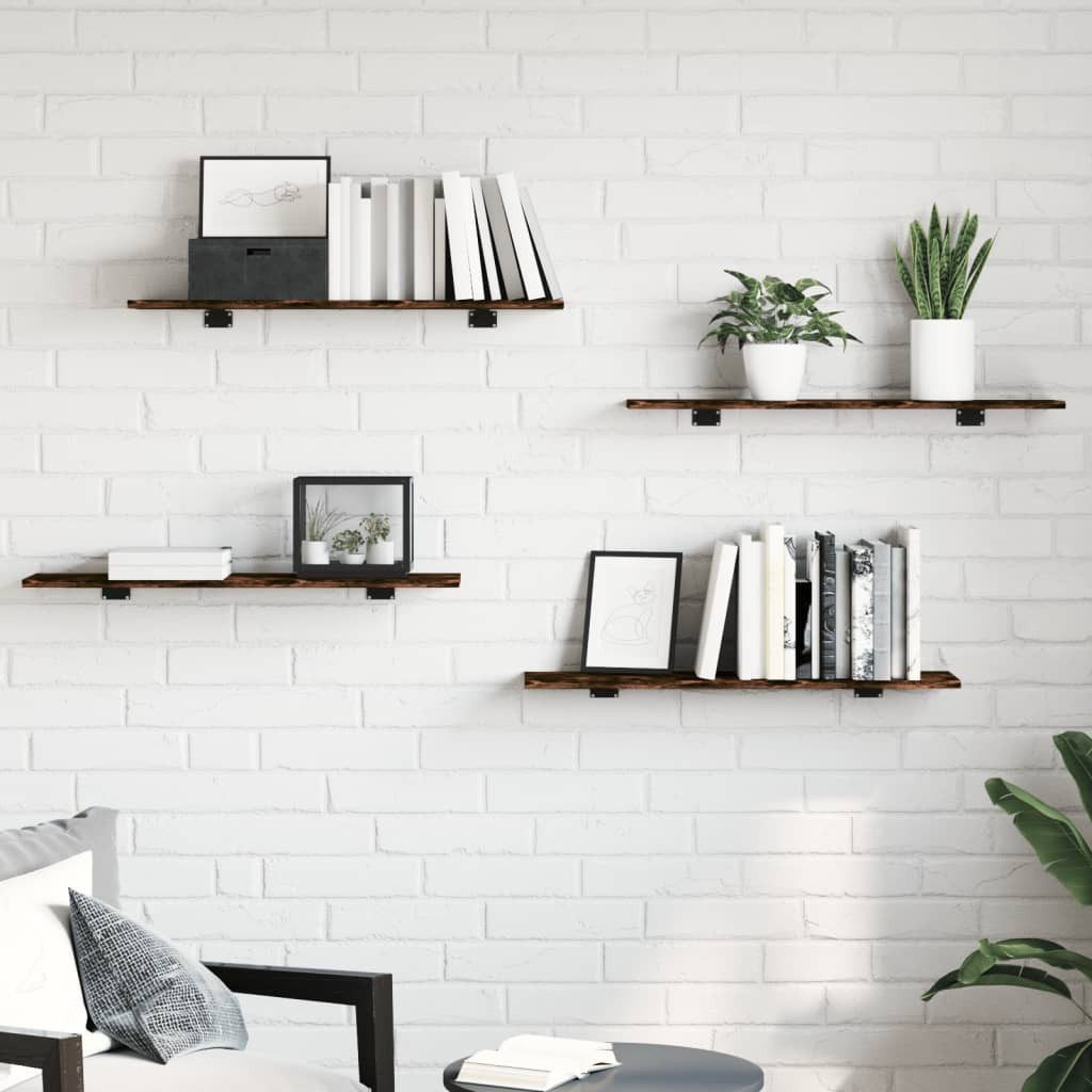 vidaXL Bücherregal Wandregale 4 Stk. Räuchereiche günstig online kaufen