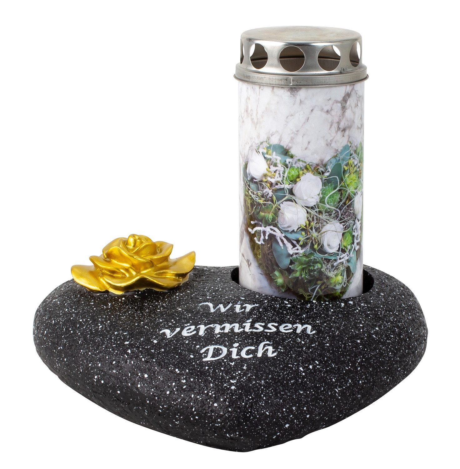 MF Grabkerze Grabherz für Grabkerze – stilvolle Gedenkdekoration in Schwarz günstig online kaufen