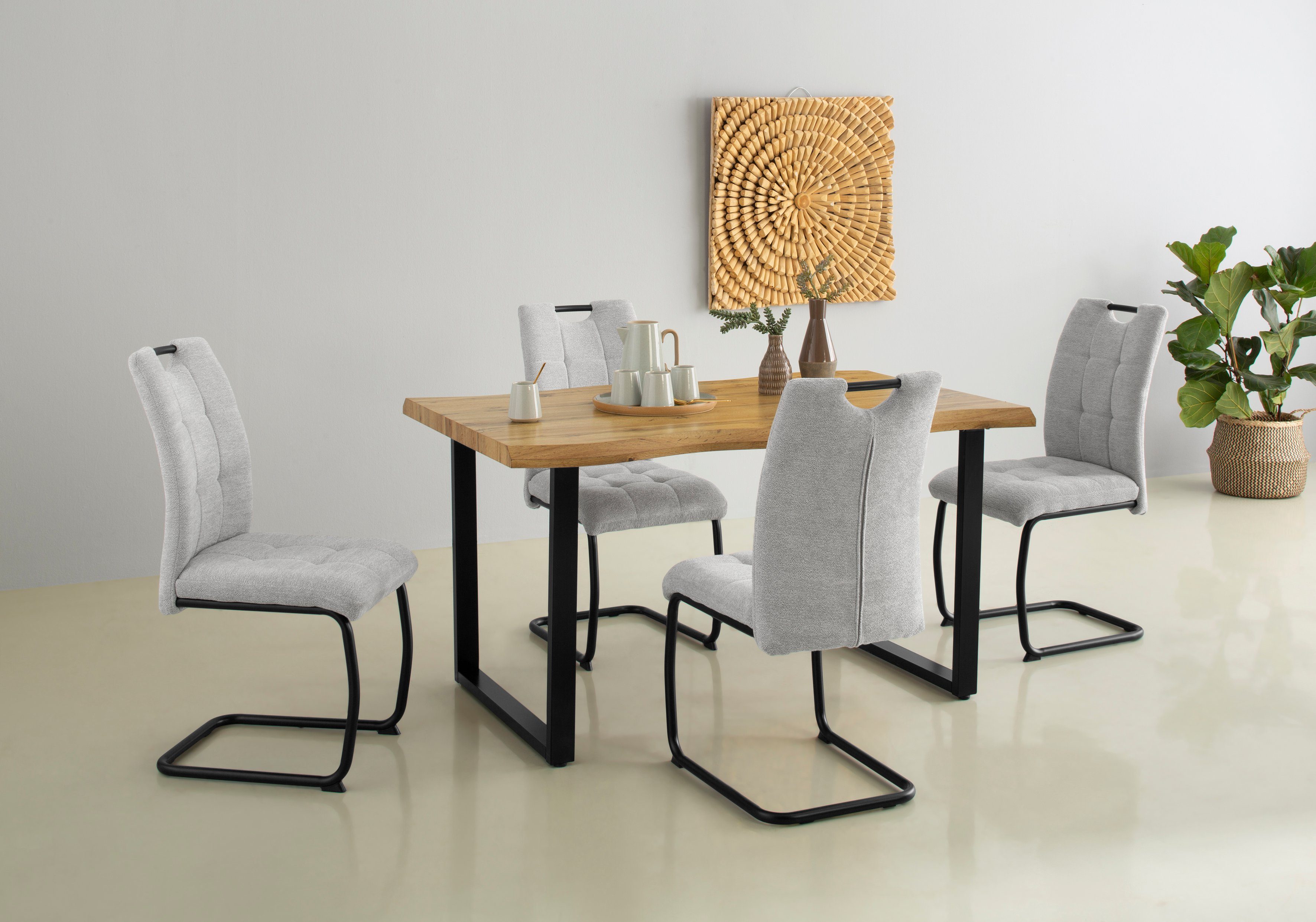 HELA Esstisch GISELLE Baumkantentisch, Küchentisch, TOPSELLER! OTTOs Choice, Kufengestell Metall, Industrial Design, 140 - 200 cm Breite, 2 Farben