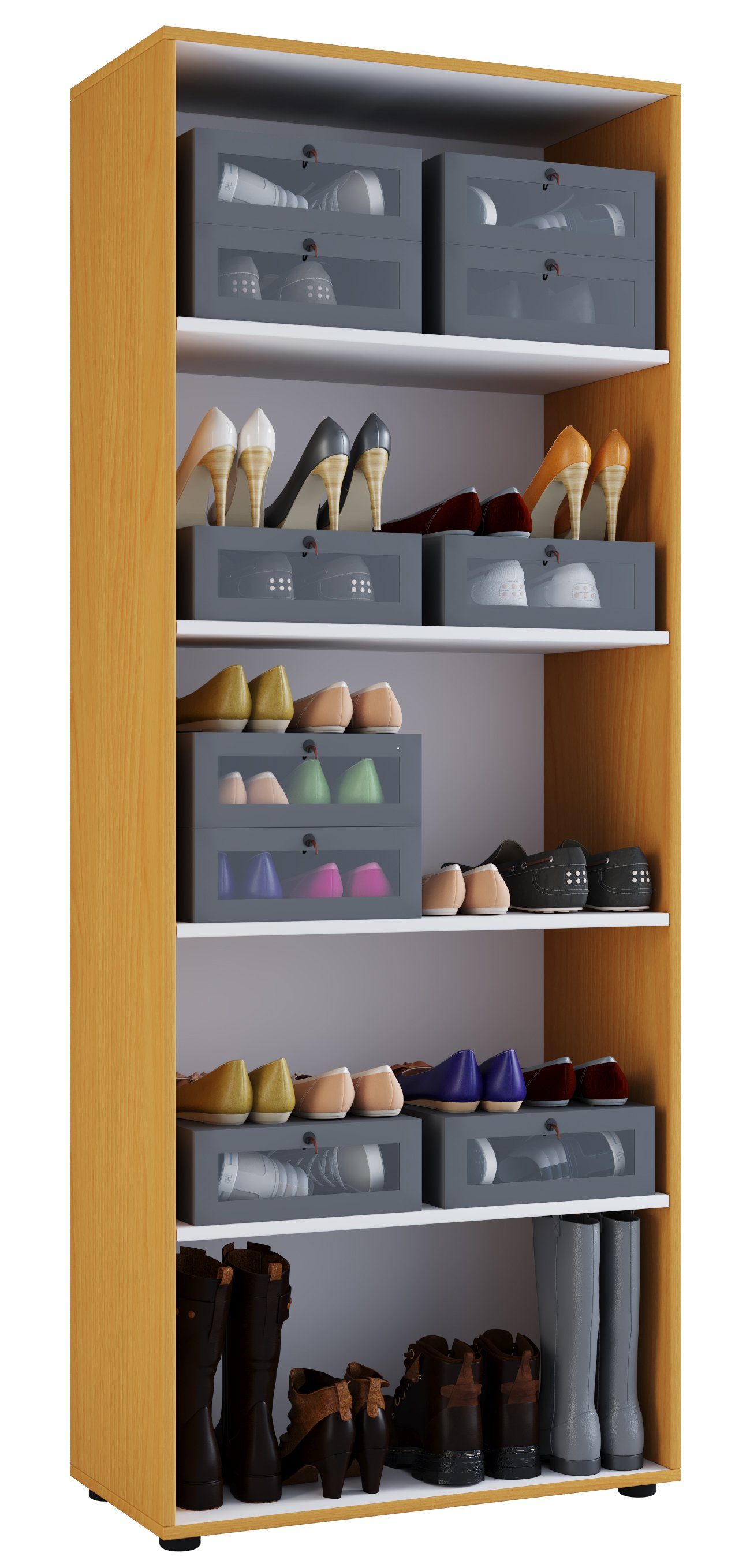 VCM Schuhregal Holz Kleiderschrank Schuhschrank Vandol