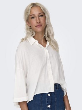 ONLY Blusenshirt Bluse Hemdkragen Halbarm Tief angesetzte Schulter 7400 in Weiß