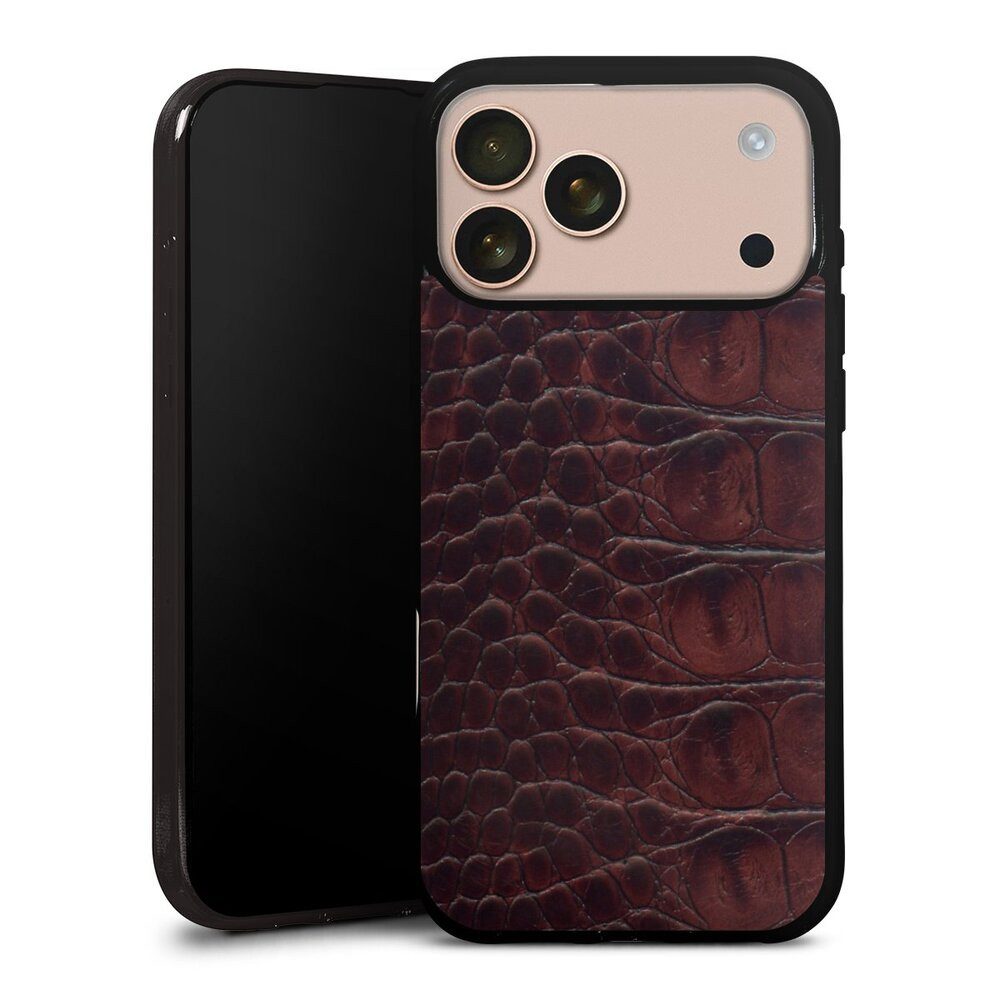 DeinDesign Handyhülle Krokodil Leder Animalprint Croco dark brown, Apple iPhone 17 Pro Max Silikon Hülle Bumper Case Handy Schutzhülle