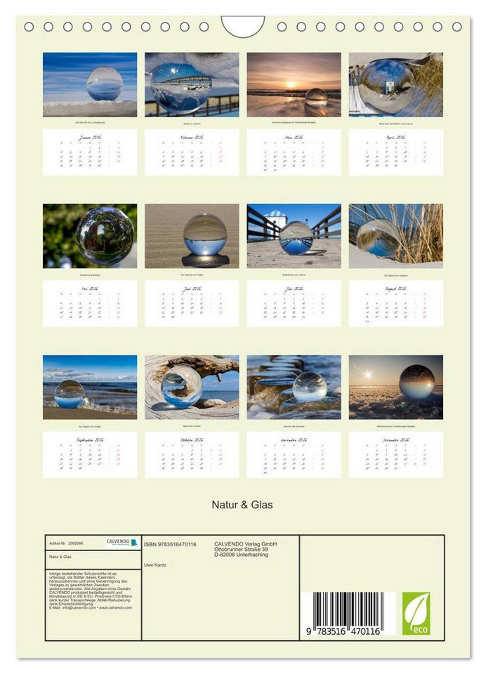 Thumbnail - CALVENDO Wandkalender Natur & Glas (Wandkalender 2026 DIN A4 hoch), CALVENDO Monatskalender