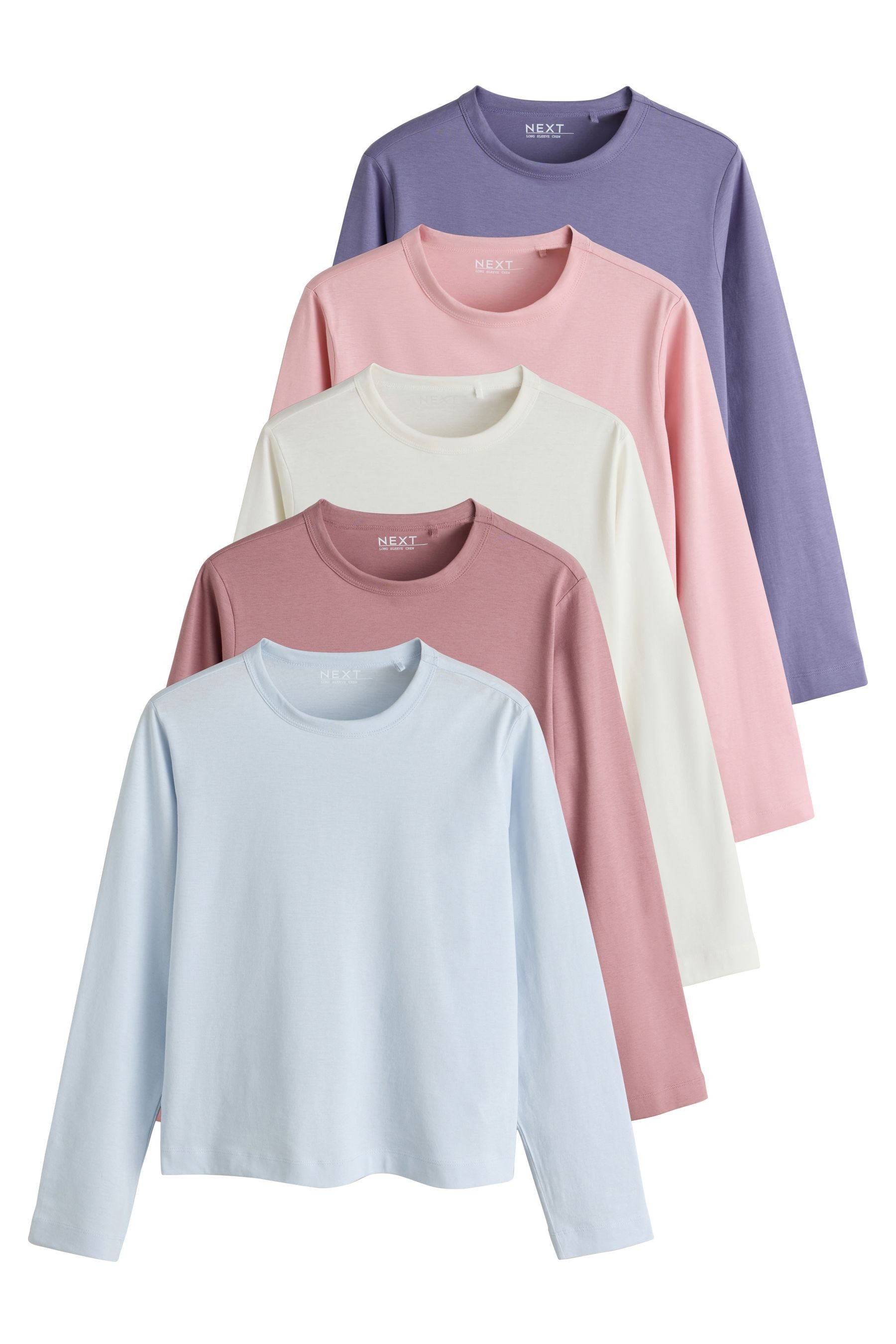Next Langarmshirt 5er-Pack Langarmshirts mit Rundhalsausschnitt (5-tlg)