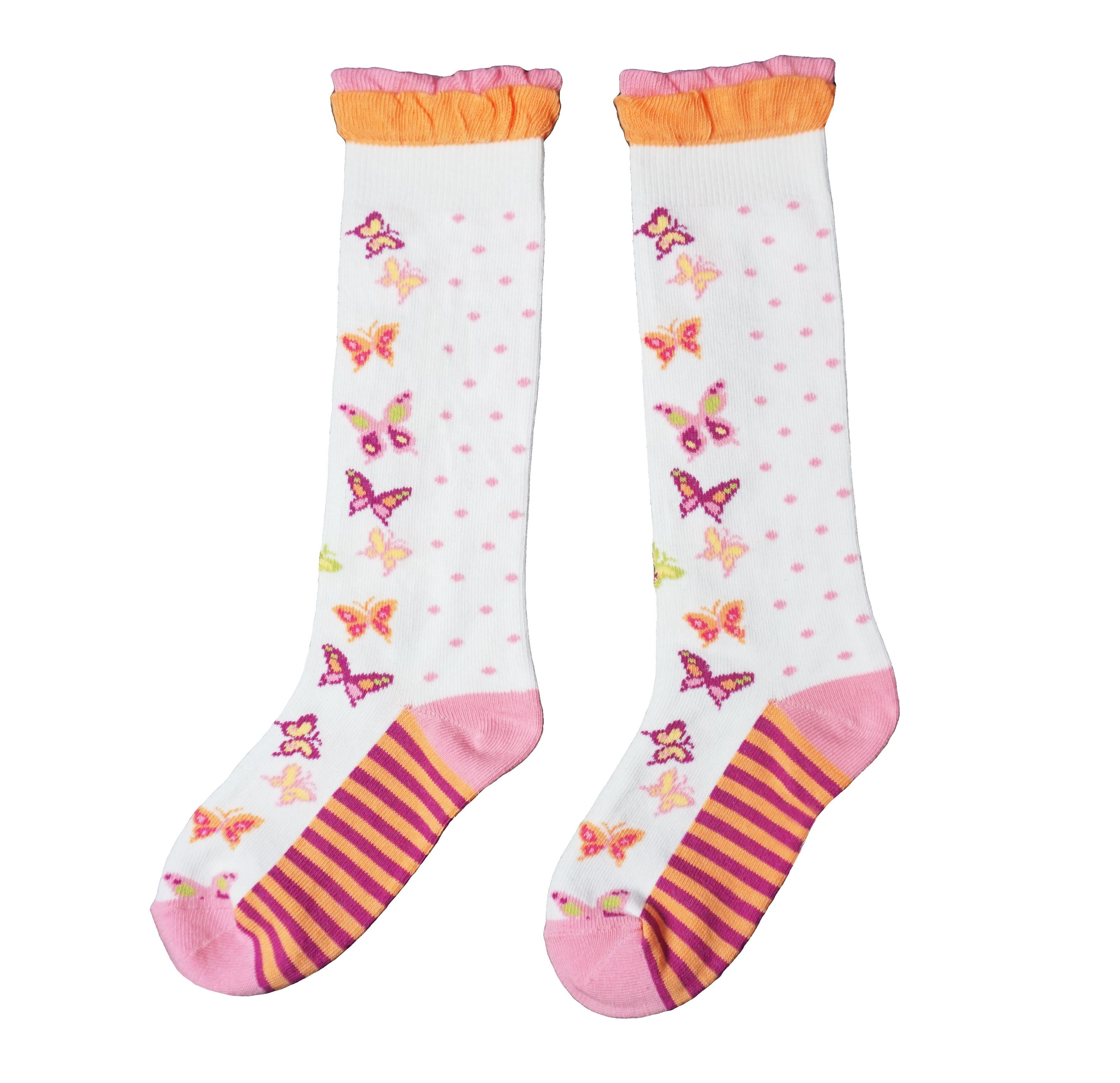 Kniestrümpfe Kinder Kniestrümpfe für Mädchen >>Schmetterlinge<< weiche Baumwolle