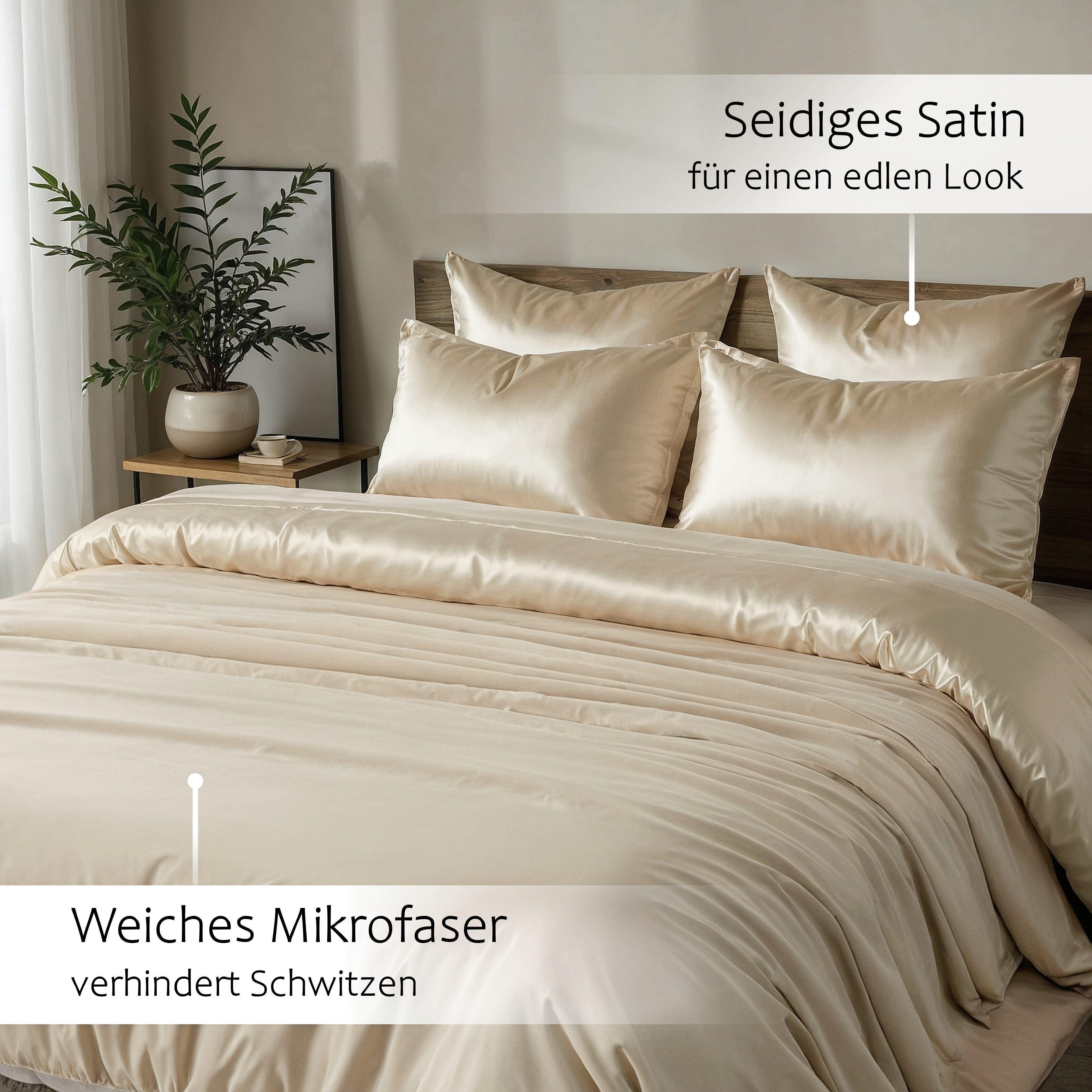 Cozyor Wendebettwäsche Satin glänzend matt 135x200, 155x200, 155x220, 200x200 cm extra weich, Satin & Mikrofaser, 2 teilig, Edel und hochwertig – Bild 4 von 5